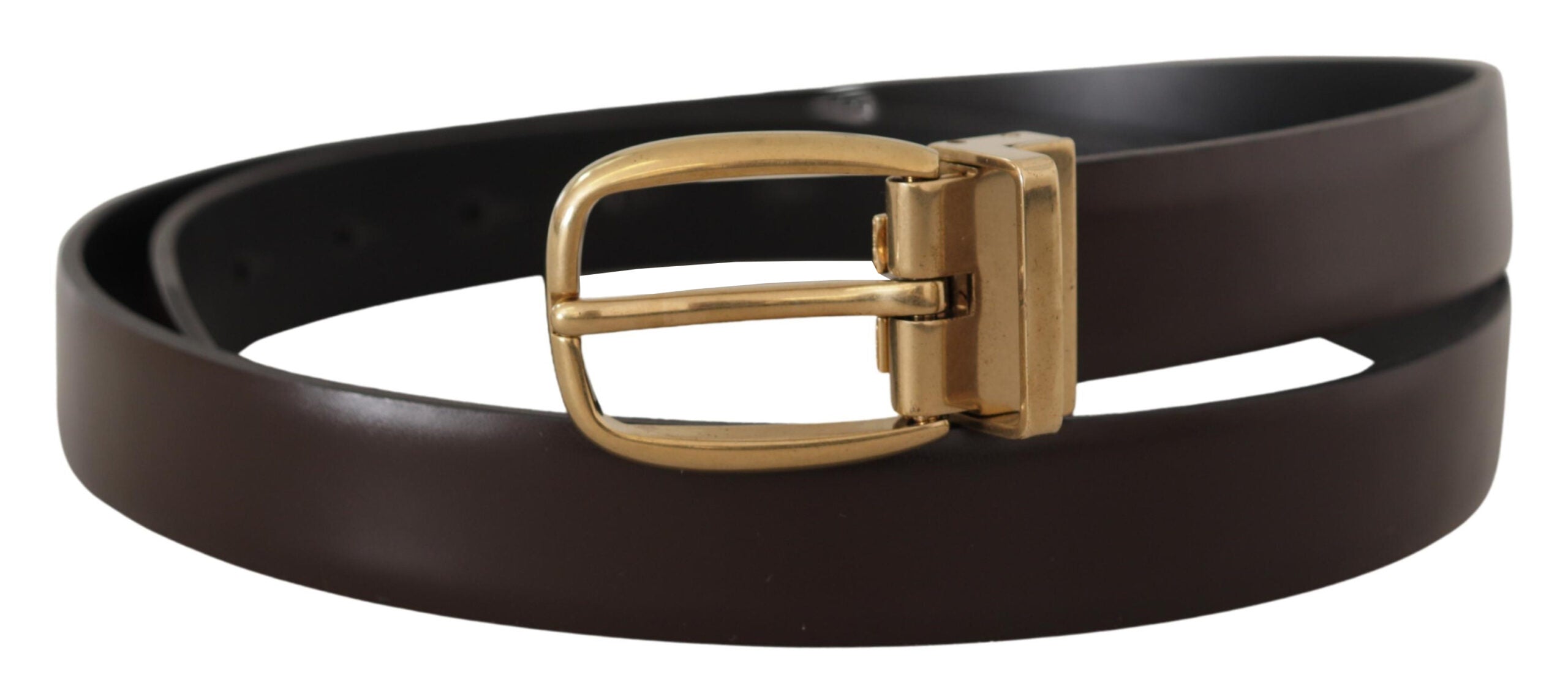 Dolce &amp; Gabbana Ceinture élégante en cuir marron foncé