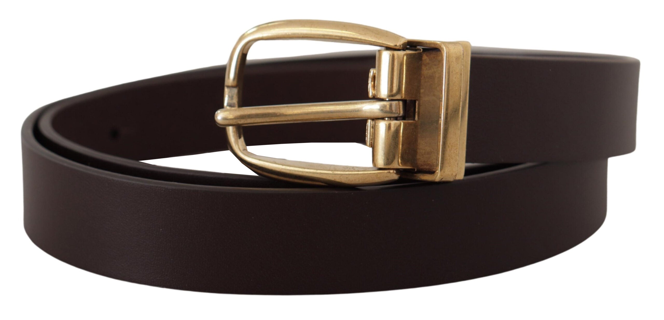 Dolce &amp; Gabbana Ceinture élégante en cuir marron foncé