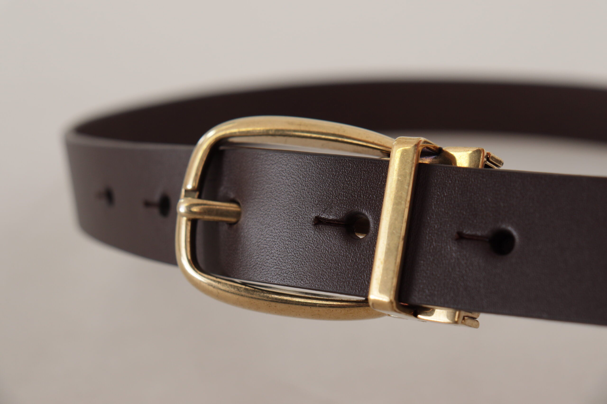 Dolce &amp; Gabbana Ceinture élégante en cuir marron foncé