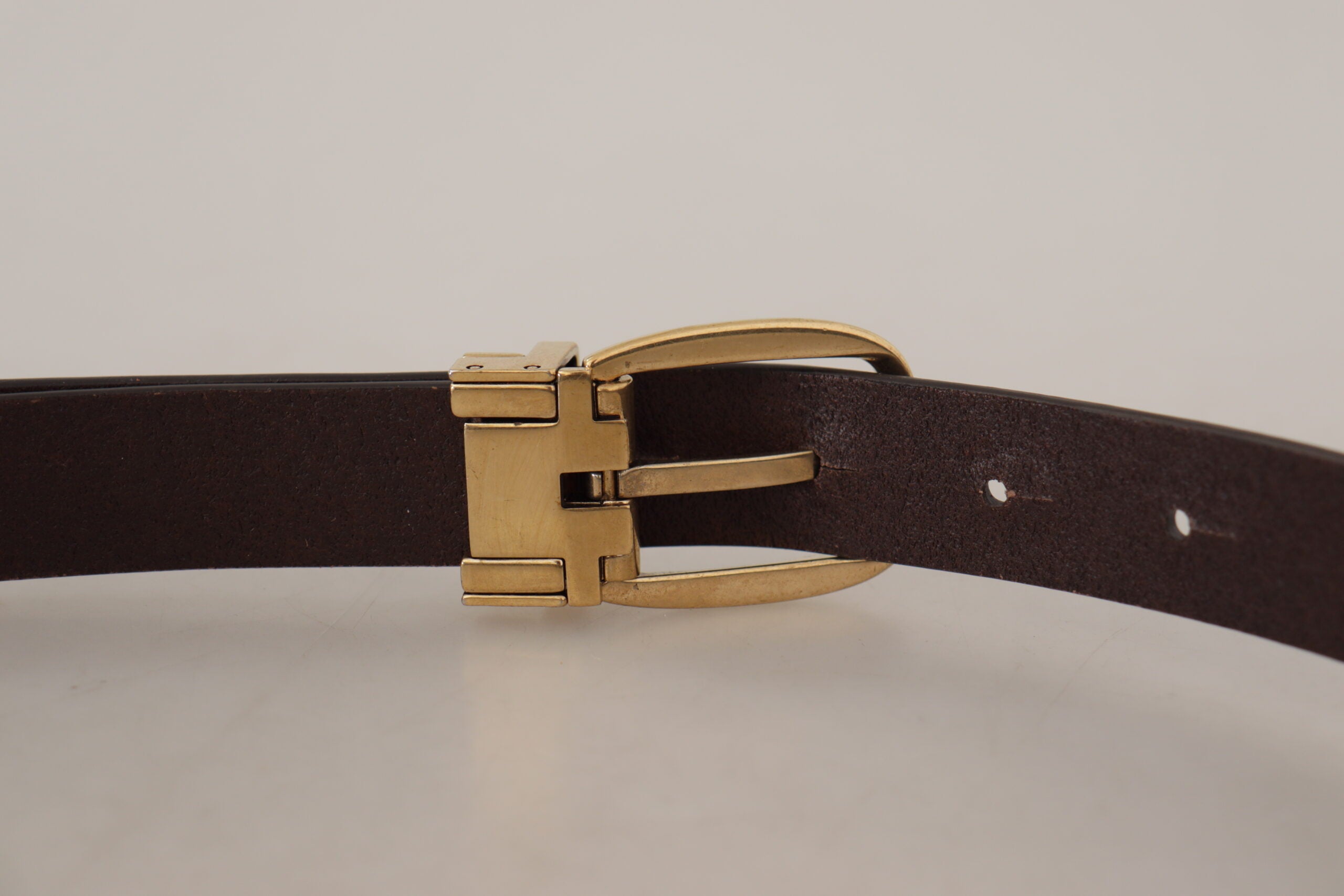 Dolce &amp; Gabbana Ceinture élégante en cuir marron foncé