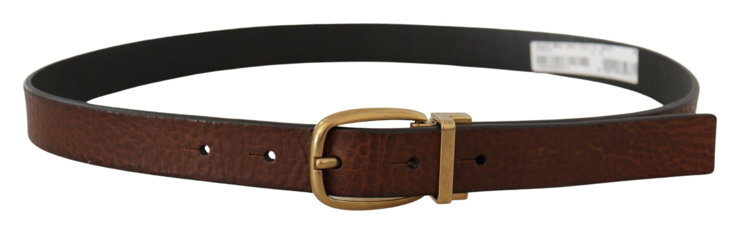 Dolce &amp; Gabbana Ceinture élégante en cuir marron avec boucle logo