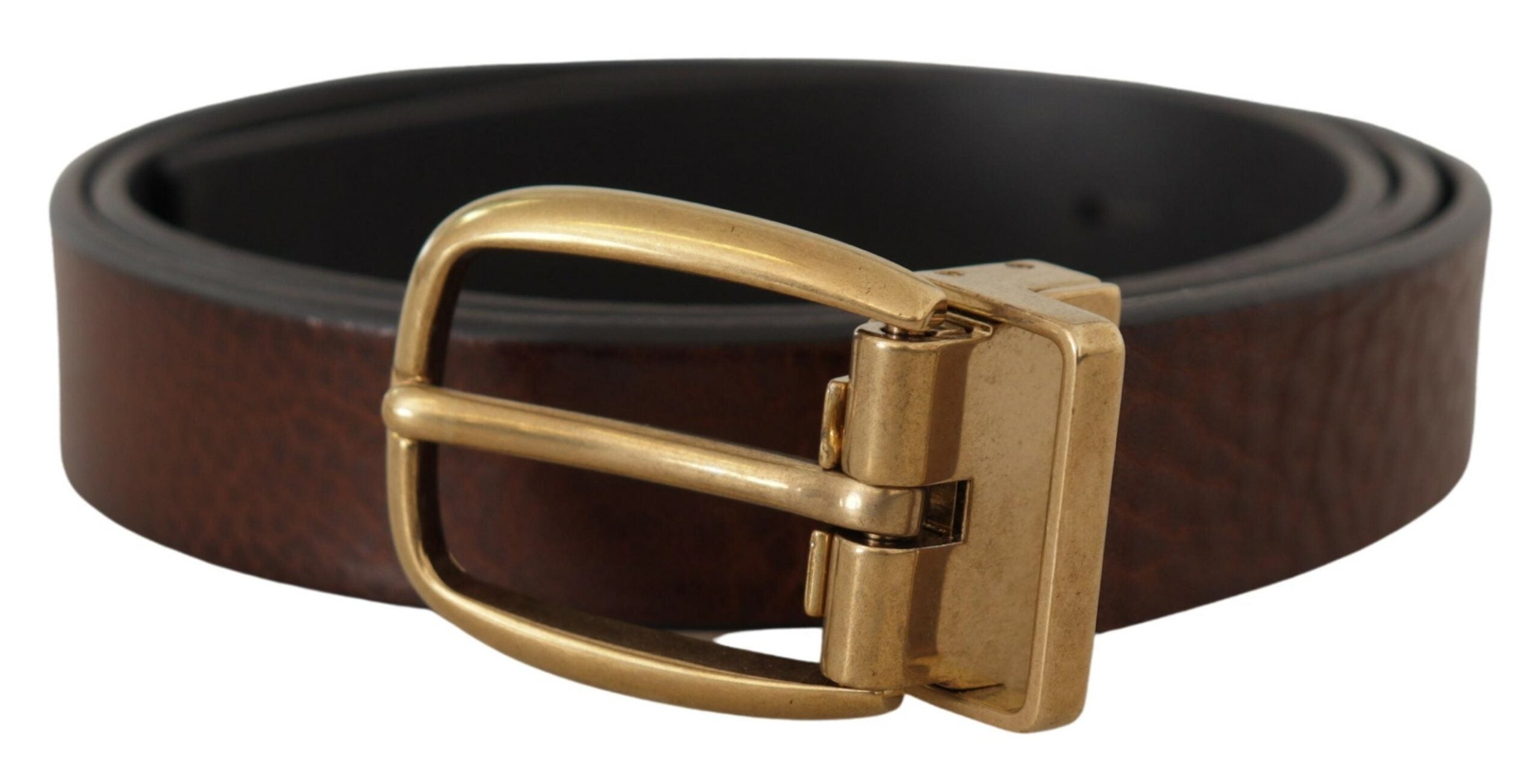 Dolce &amp; Gabbana Ceinture élégante en cuir marron avec boucle logo