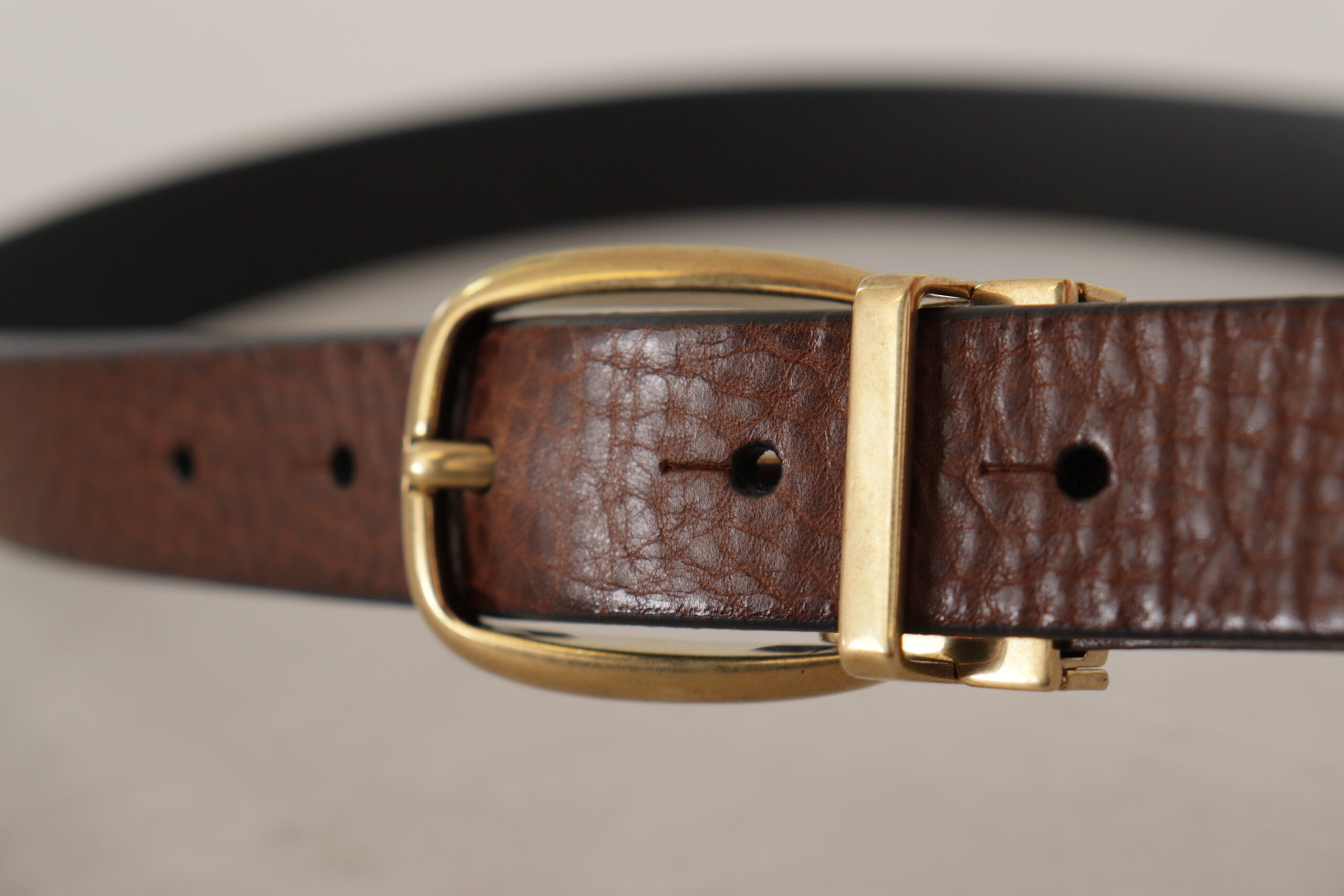 Dolce &amp; Gabbana Ceinture élégante en cuir marron avec boucle logo