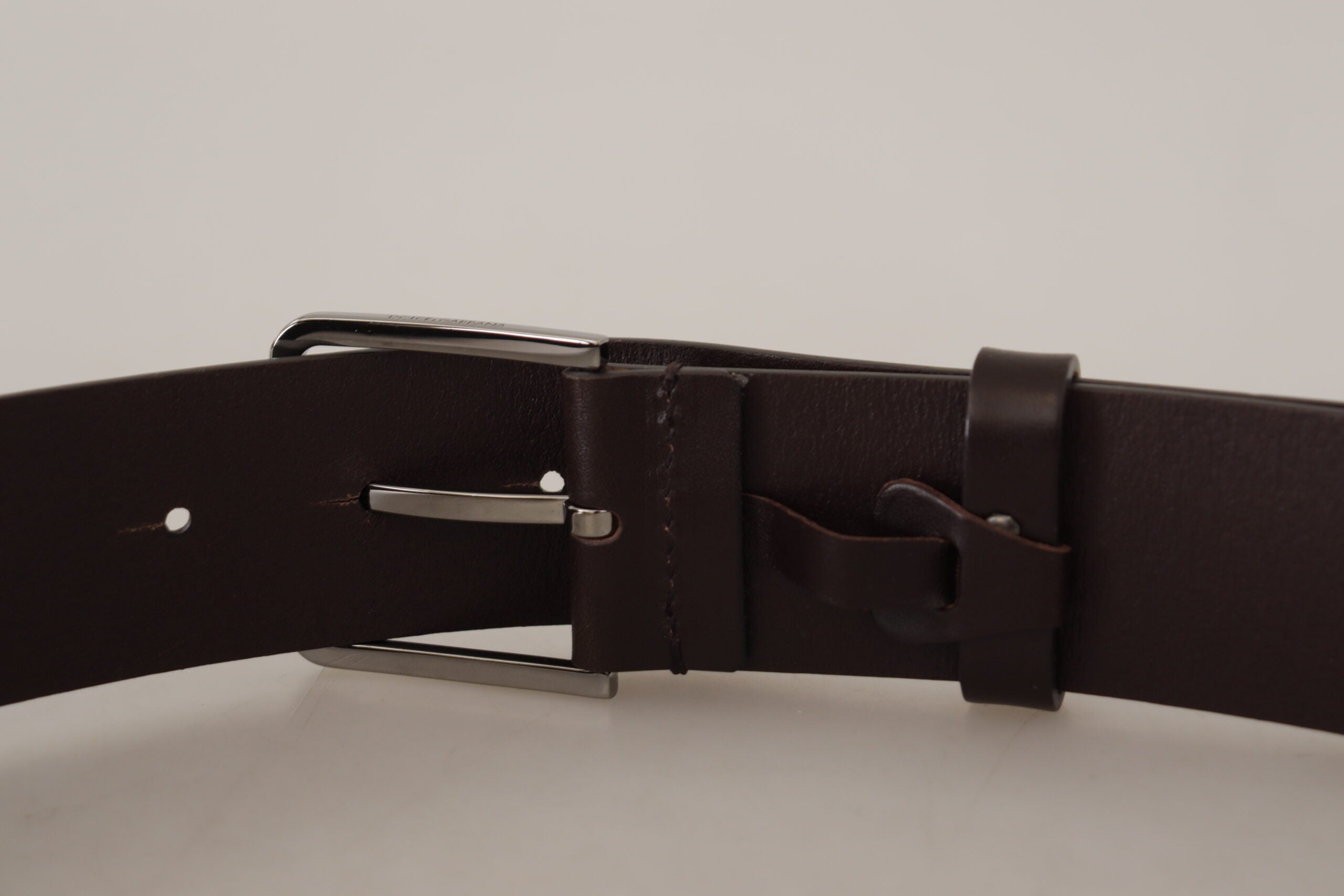 Dolce &amp; Gabbana Ceinture élégante en cuir marron foncé