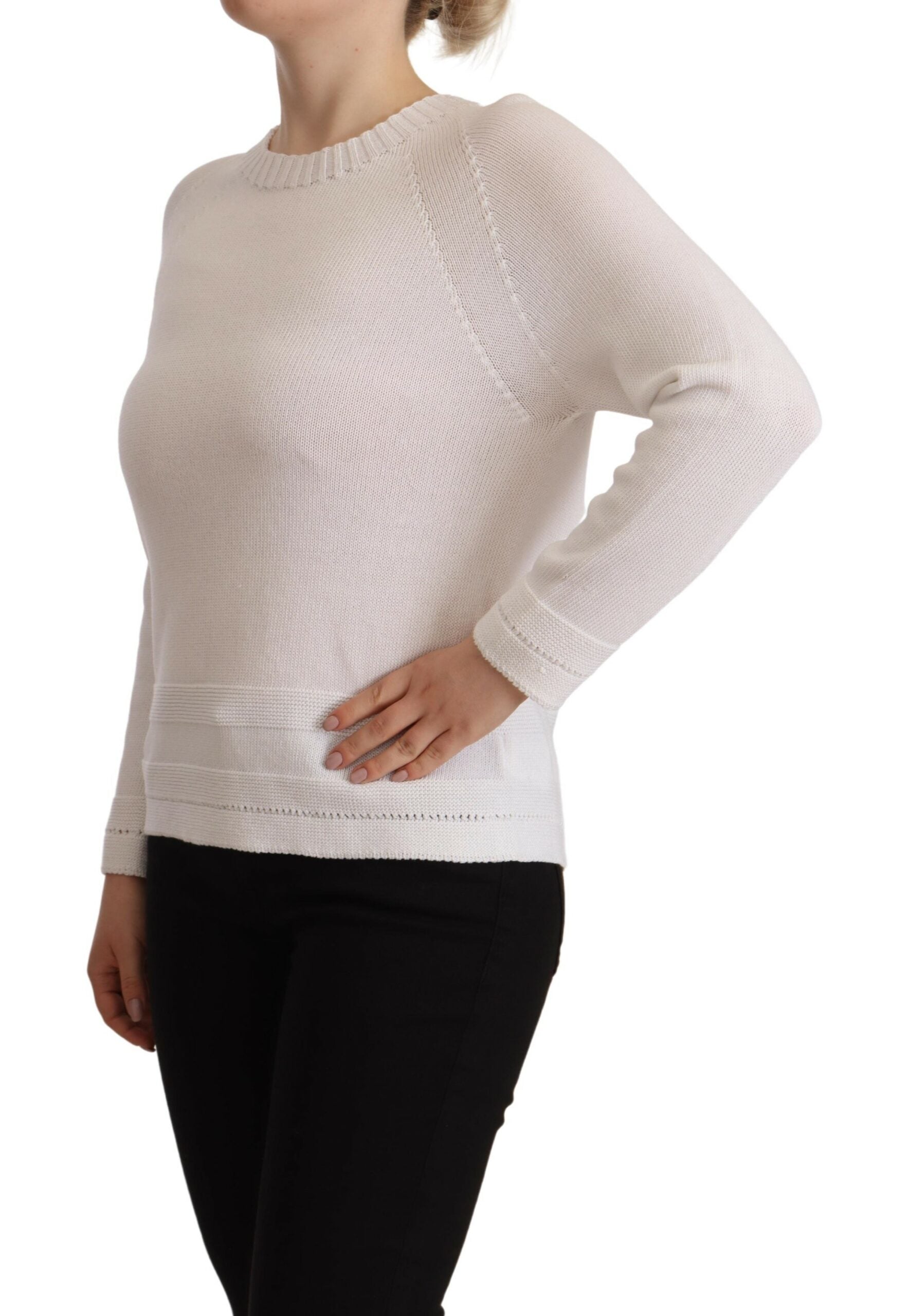 Alpha Studio Pull élégant en coton blanc