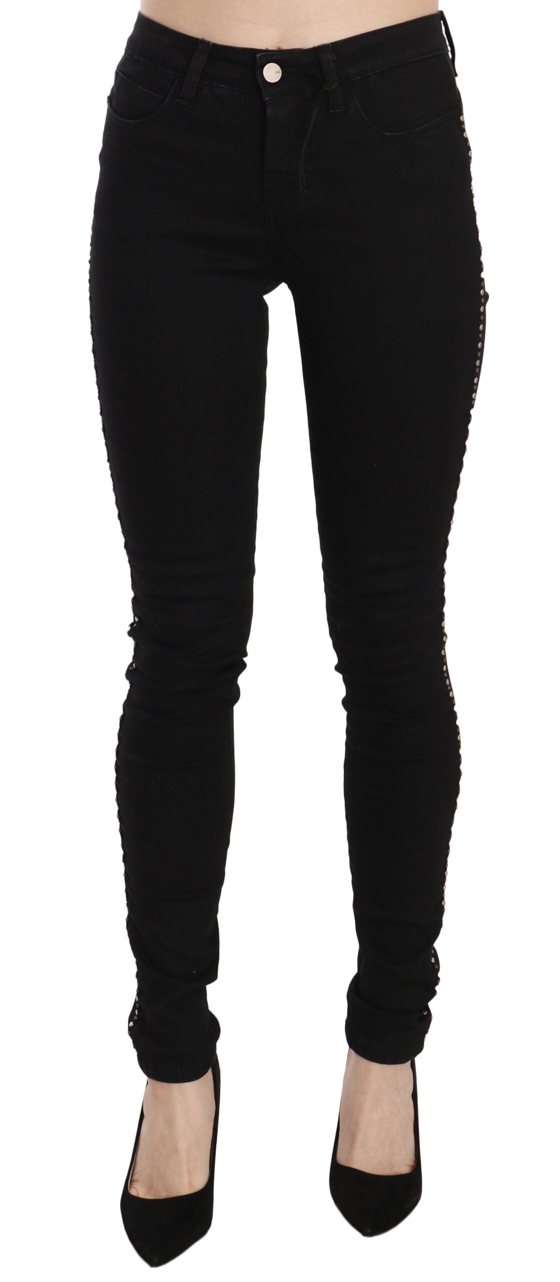 Costume National Chic Taille Moyenne Skinny Denim Noir