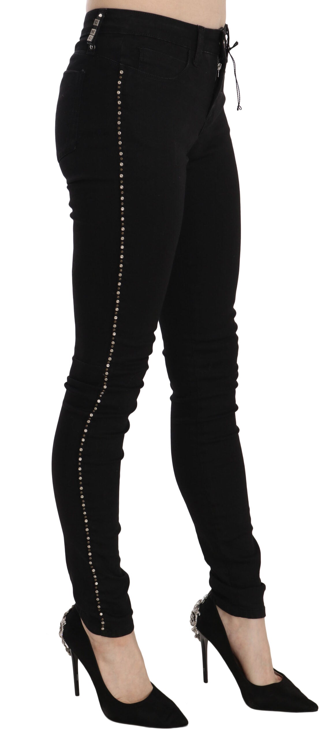 Costume National Chic Taille Moyenne Skinny Denim Noir