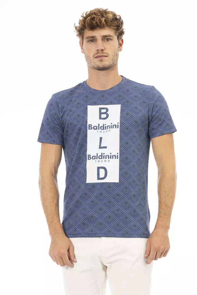 Baldinini Trend T-shirt en coton bleu surélevé avec imprimé sur le devant