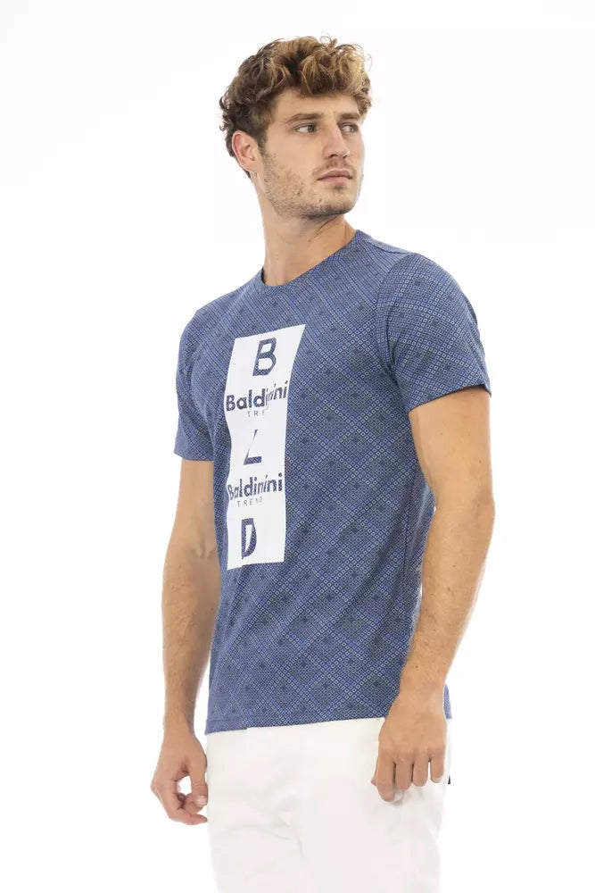 Baldinini Trend T-shirt en coton bleu surélevé avec imprimé sur le devant