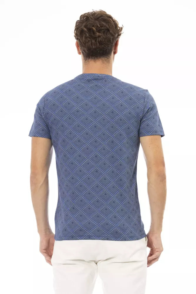 Baldinini Trend T-shirt en coton bleu surélevé avec imprimé sur le devant