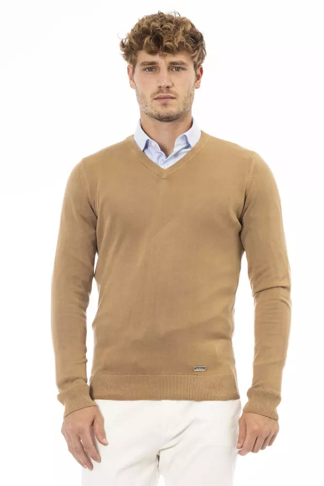 Baldinini Trend Pull en cachemire modal beige à col en V