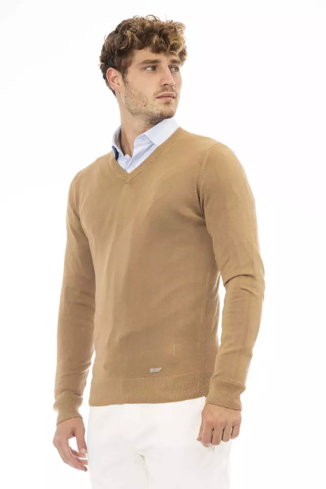 Baldinini Trend Pull en cachemire modal beige à col en V