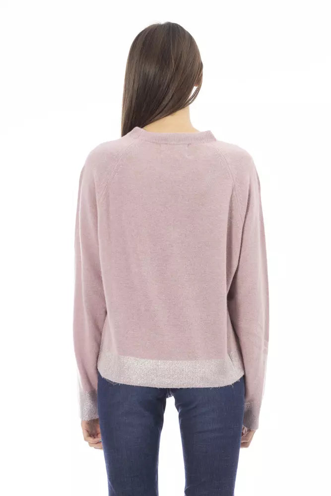 Baldinini Trend Chic Pull à col rond avec monogramme en rose