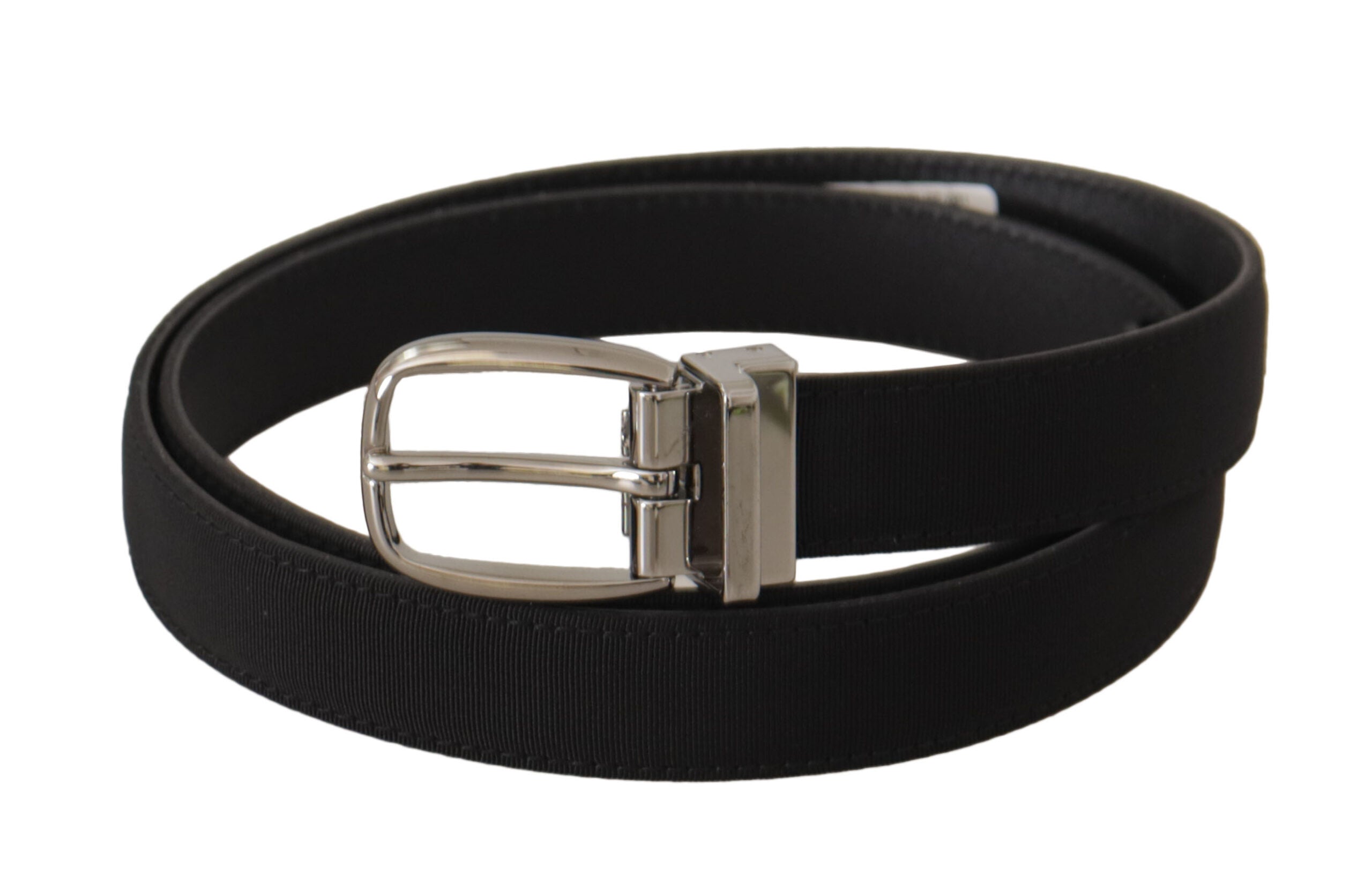 Dolce &amp; Gabbana Ceinture élégante en toile et cuir noirs