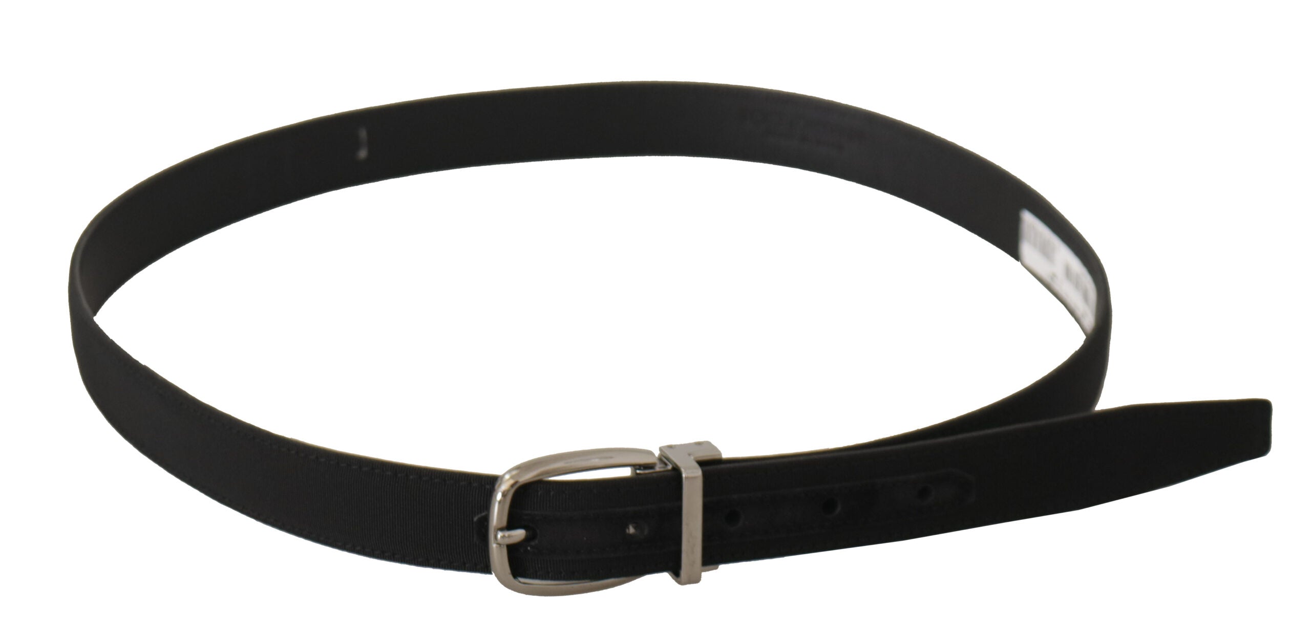 Dolce &amp; Gabbana Ceinture élégante en toile et cuir noirs