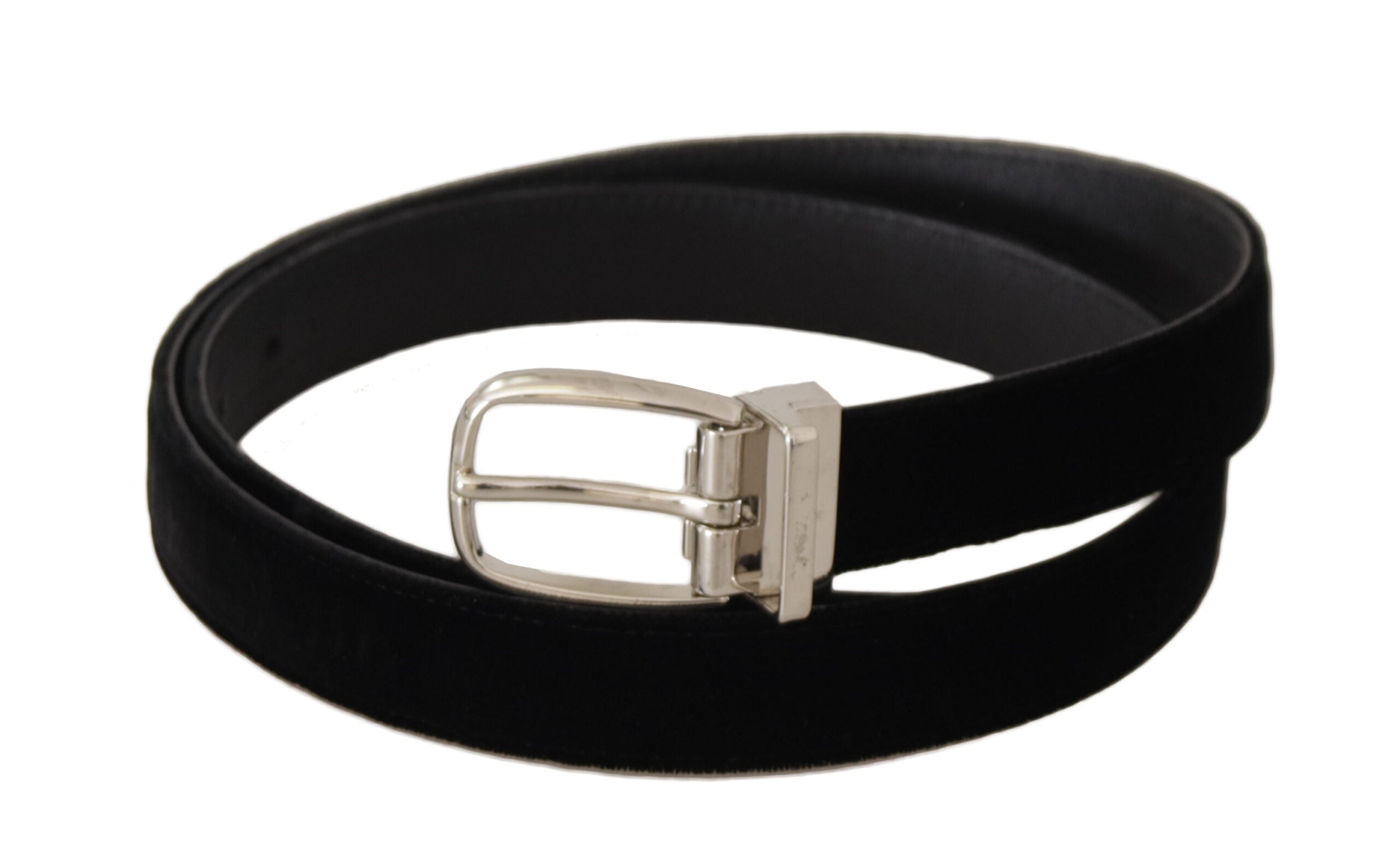 Dolce &amp; Gabbana Ceinture élégante en velours noir avec boucle logo