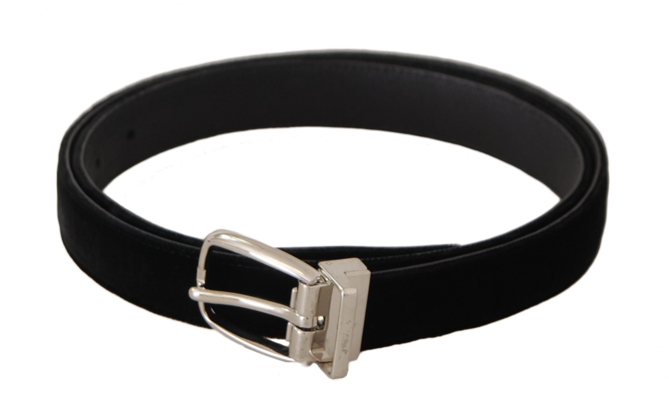 Dolce &amp; Gabbana Ceinture élégante en velours noir avec boucle logo