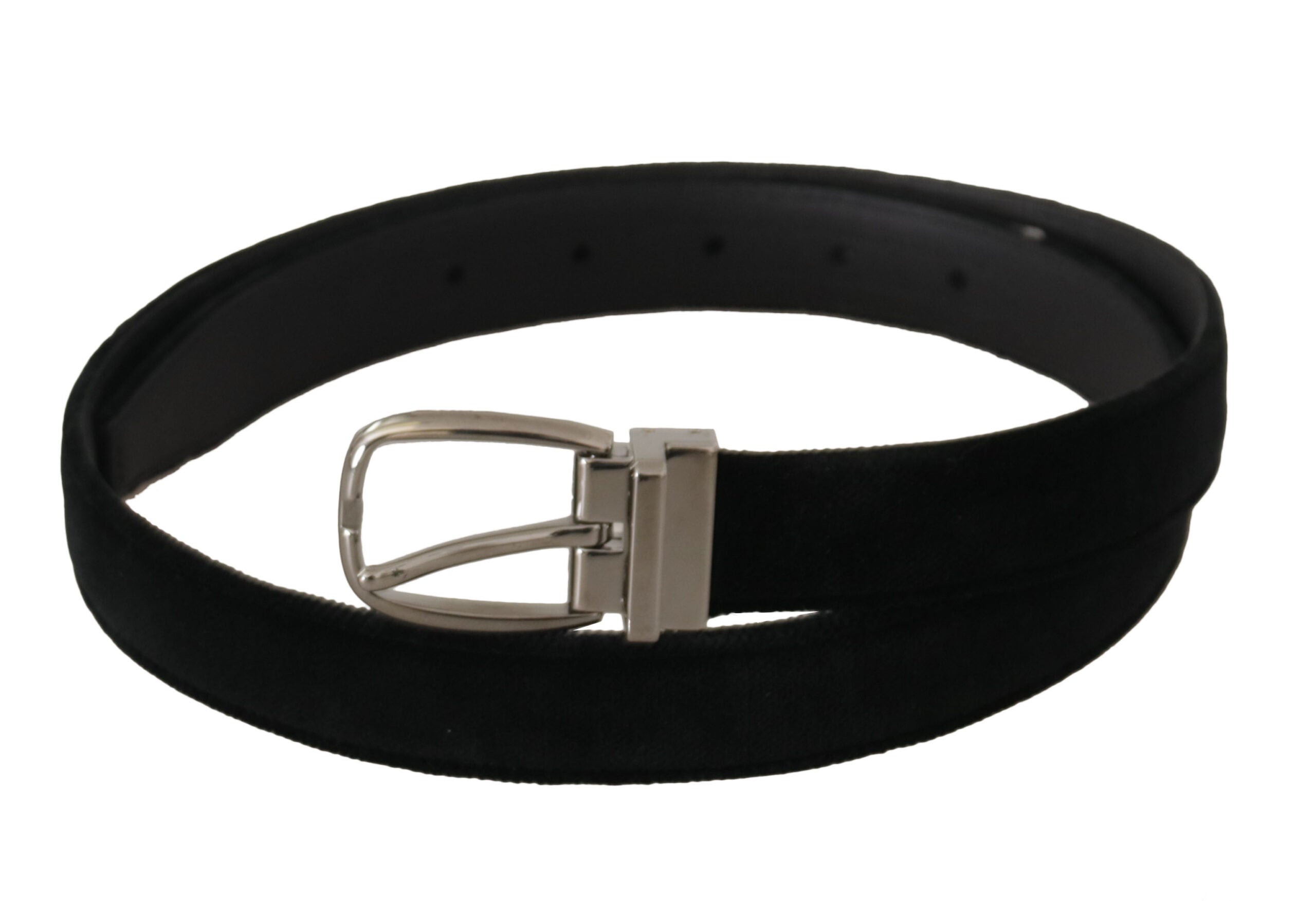 Dolce &amp; Gabbana Ceinture élégante à boucle gravée en velours noir