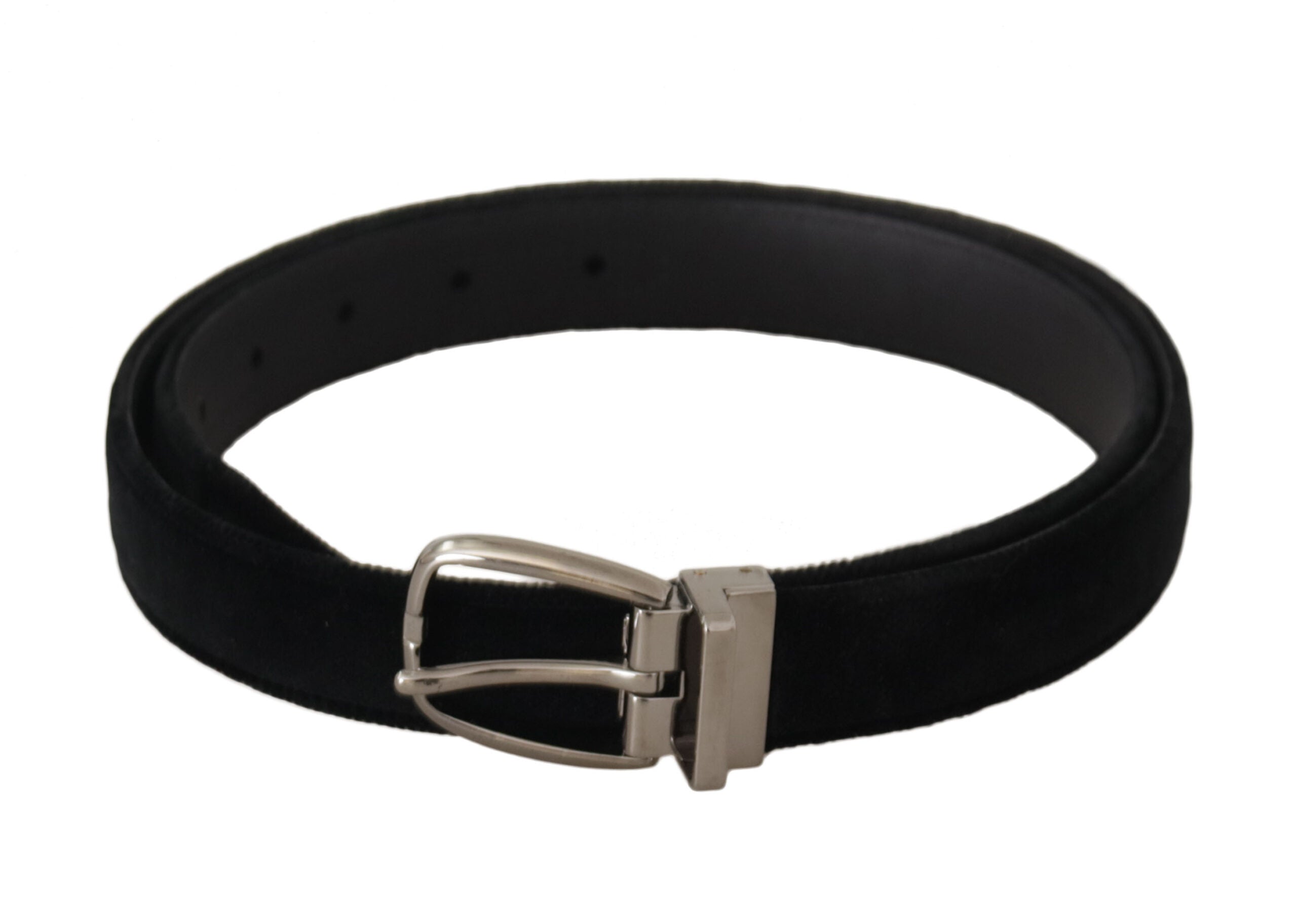 Dolce &amp; Gabbana Ceinture élégante à boucle gravée en velours noir