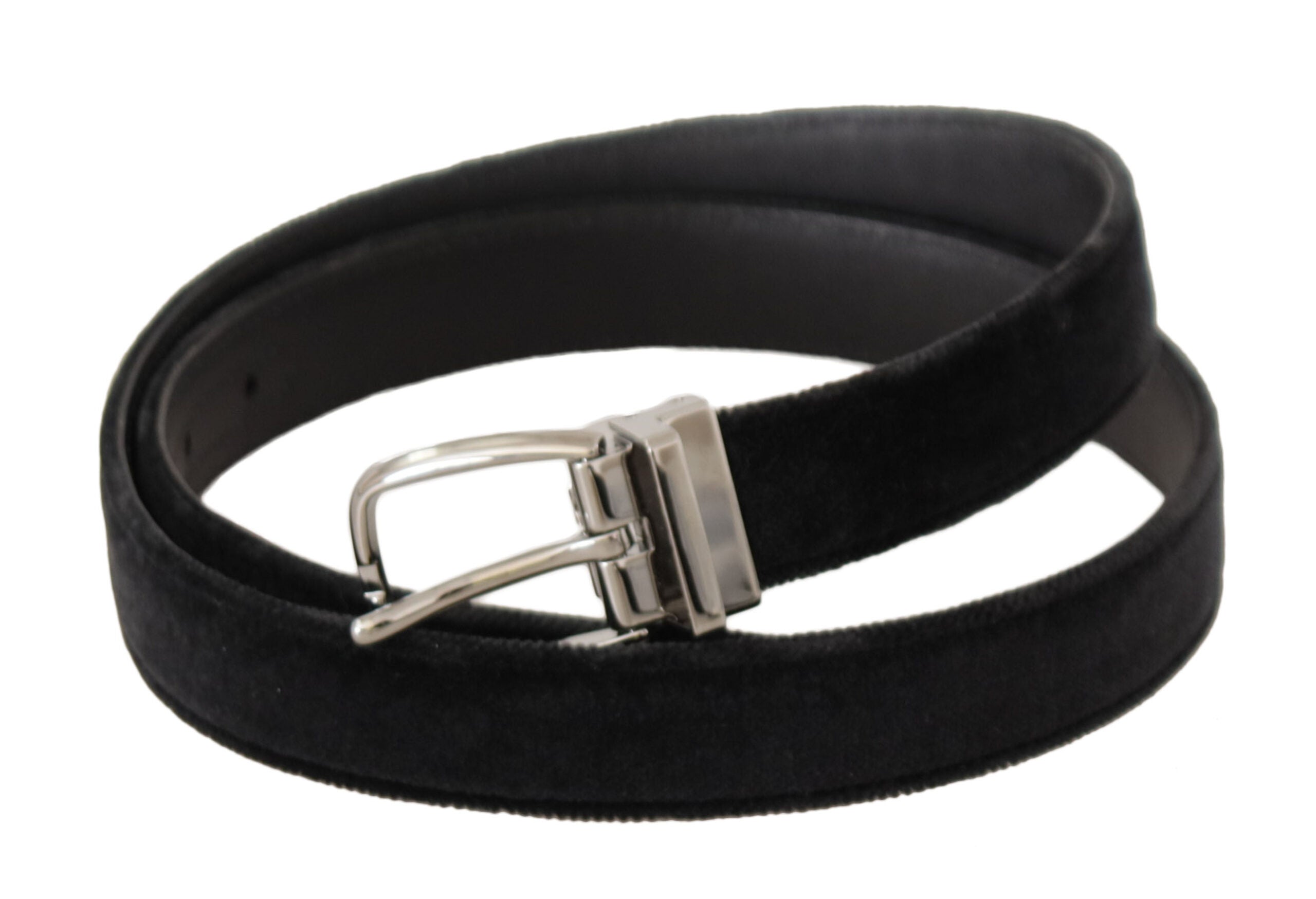 Dolce &amp; Gabbana Ceinture de créateur en velours élégante avec boucle gravée avec logo