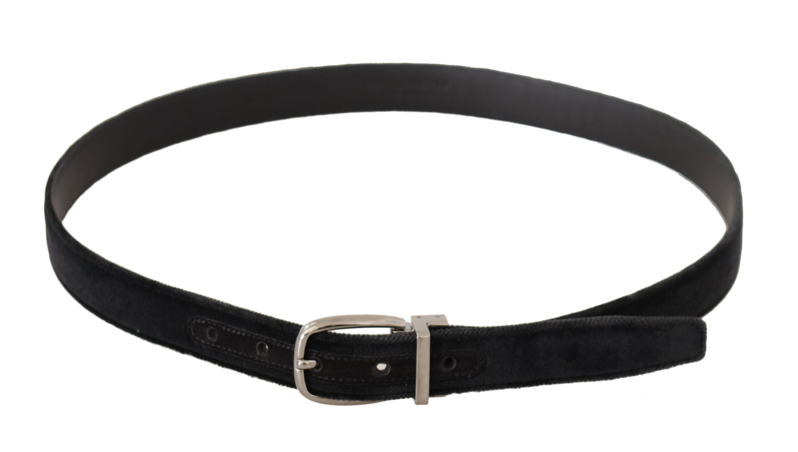 Dolce &amp; Gabbana Ceinture de créateur en velours élégante avec boucle gravée avec logo