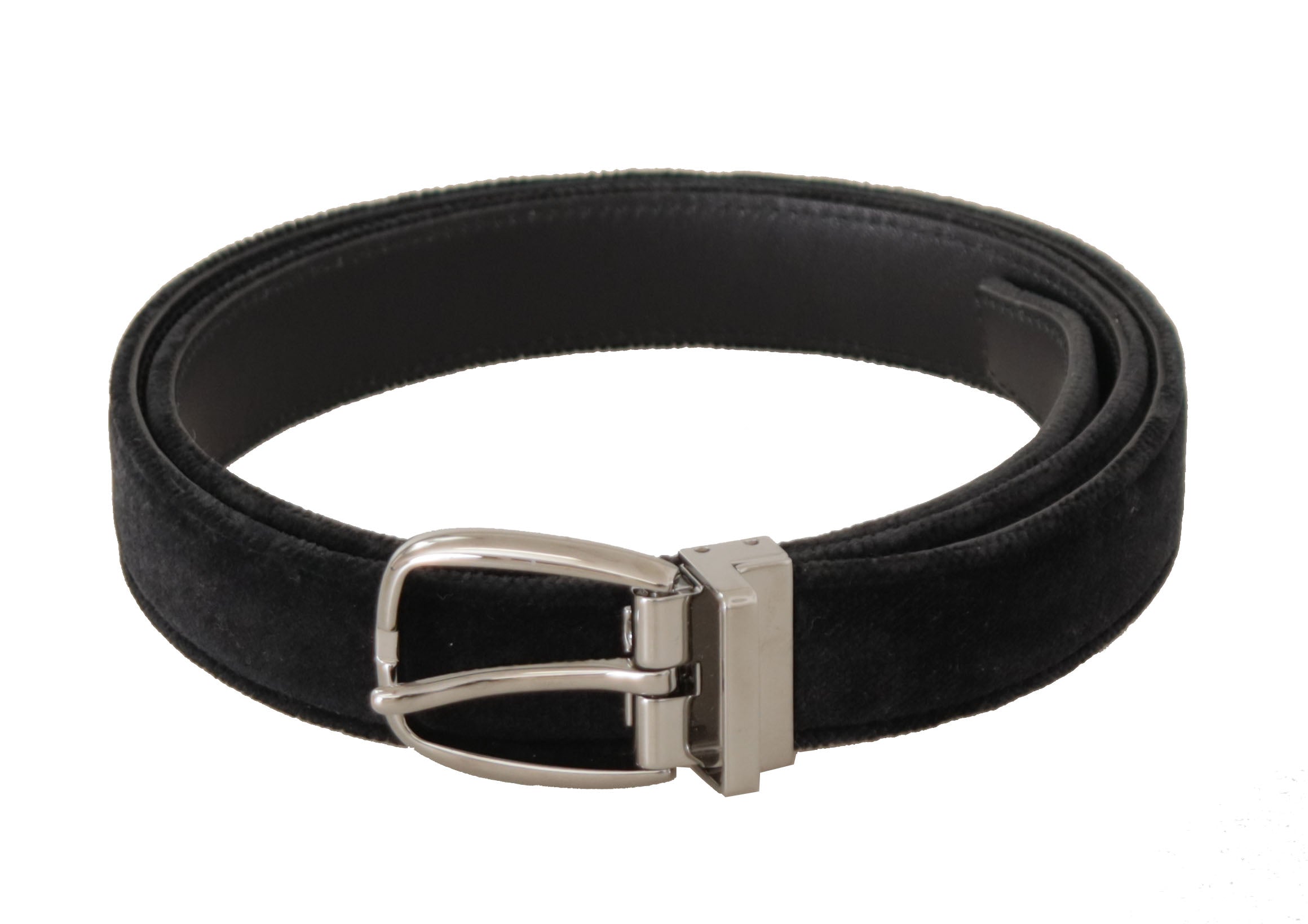 Dolce &amp; Gabbana Ceinture de créateur en velours élégante avec boucle gravée avec logo