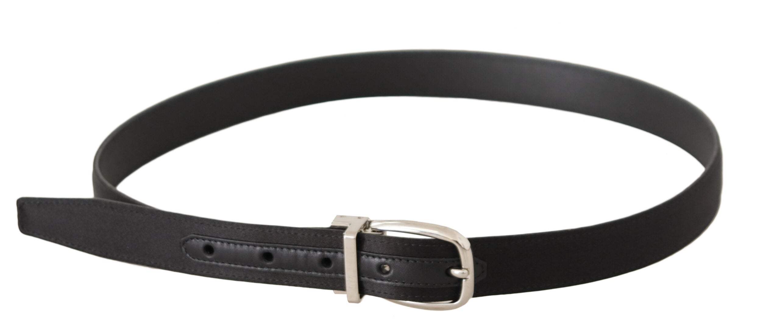 Dolce &amp; Gabbana Ceinture de créateur en cuir et toile noire élégante