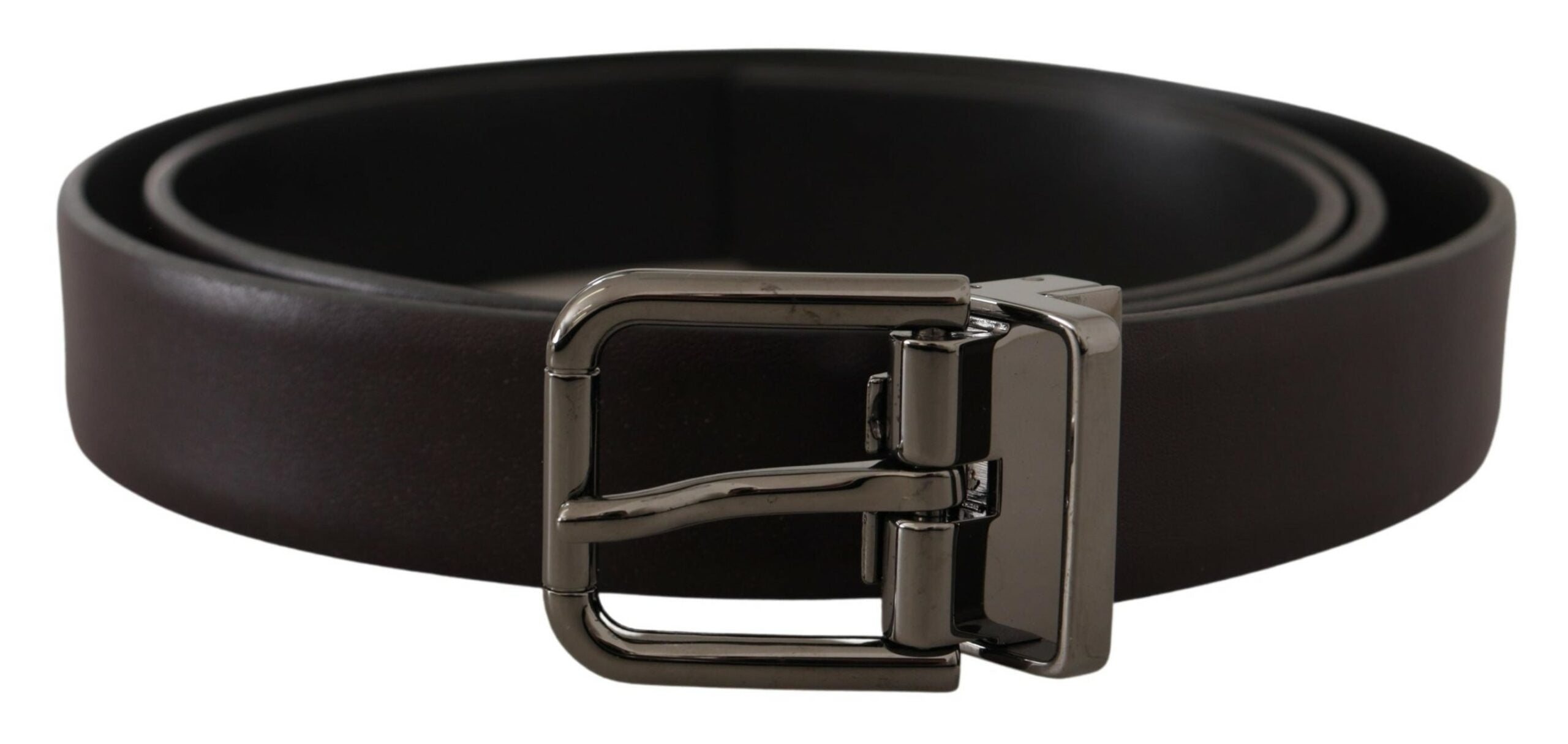 Dolce &amp; Gabbana Ceinture élégante en cuir marron foncé