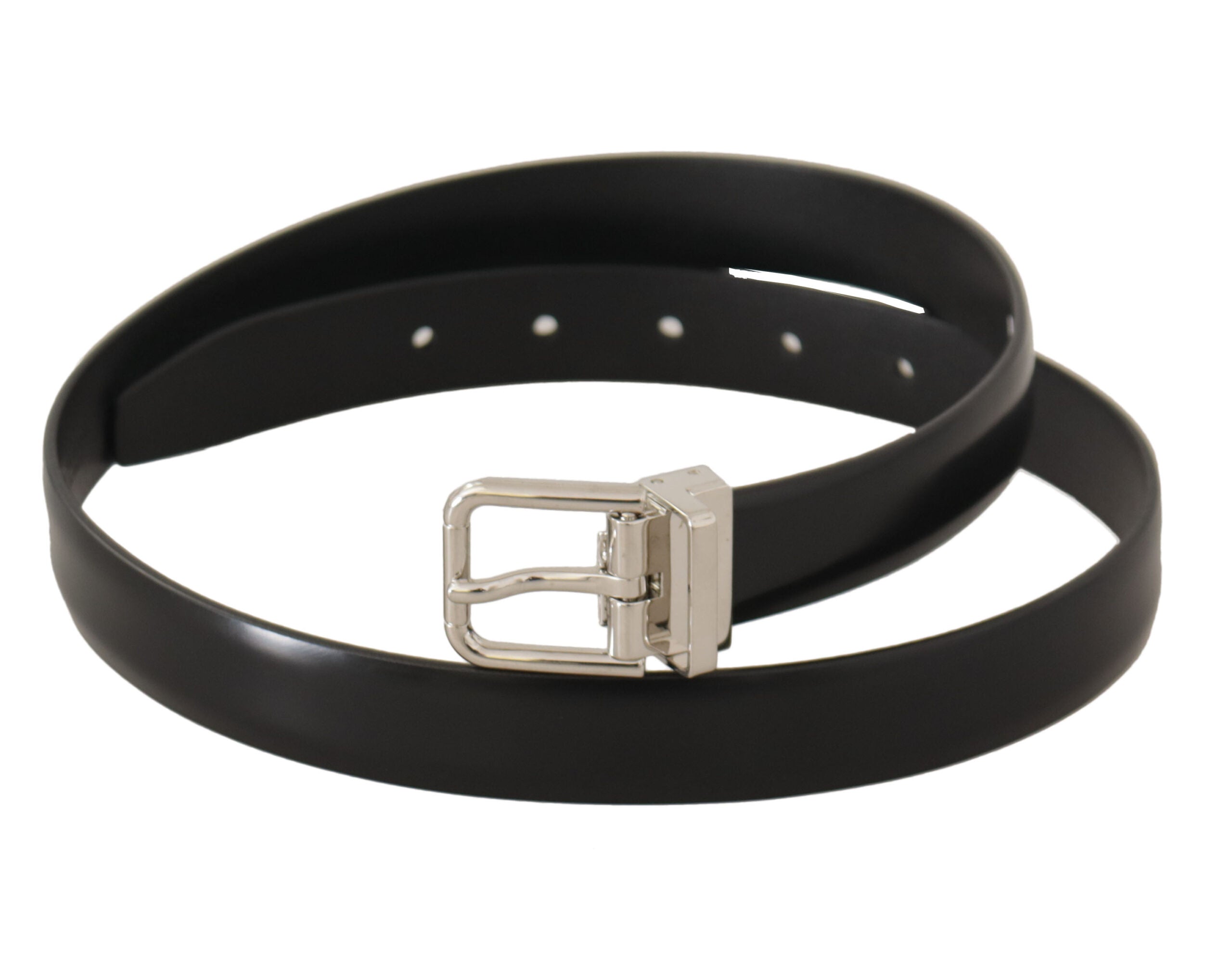 Dolce &amp; Gabbana Ceinture élégante en cuir noir avec boucle en métal