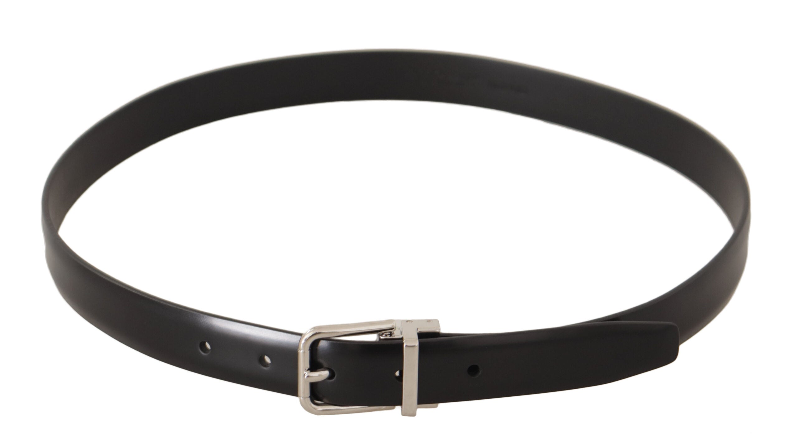 Dolce &amp; Gabbana Ceinture élégante en cuir noir avec boucle en métal