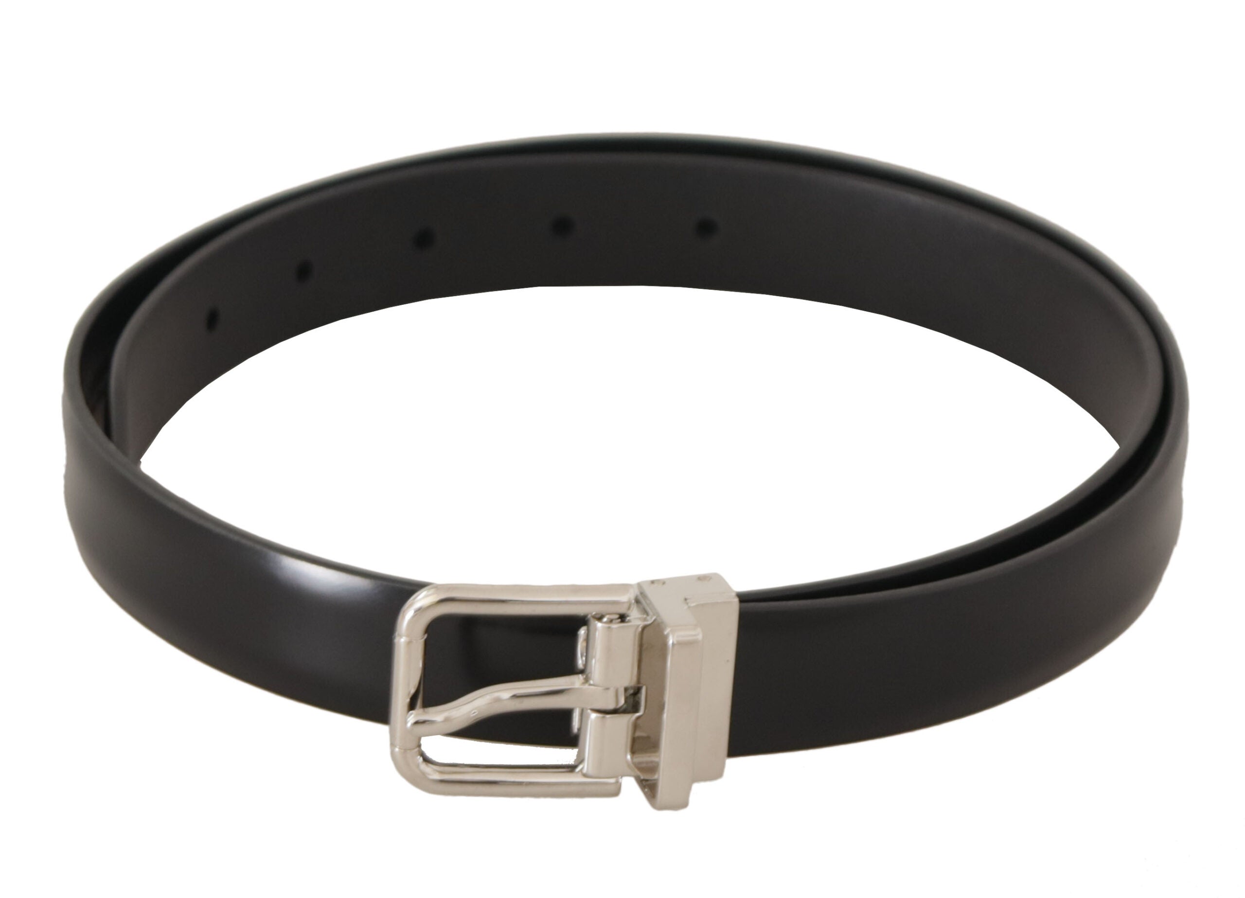 Dolce &amp; Gabbana Ceinture élégante en cuir noir avec boucle en métal