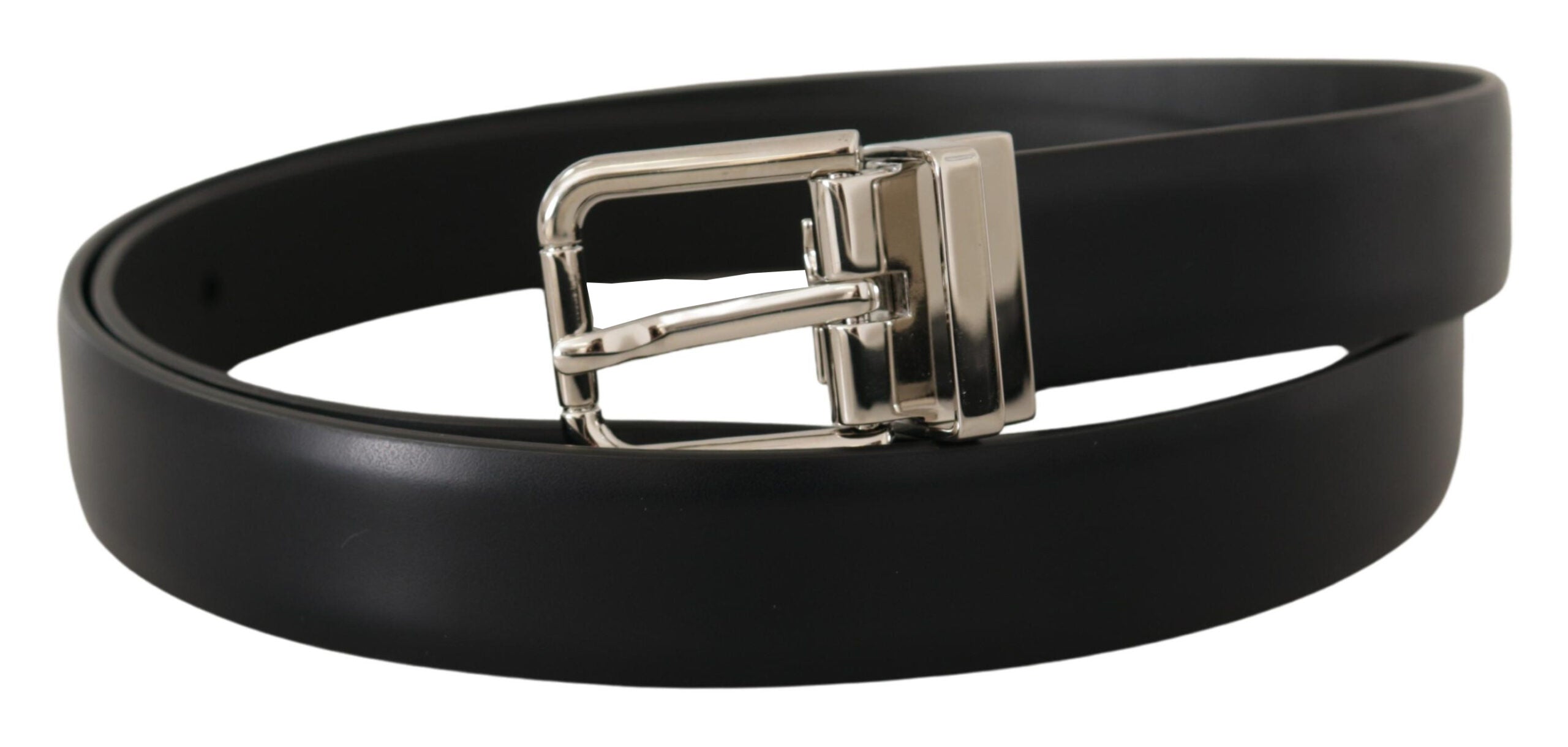 Dolce &amp; Gabbana Ceinture élégante en cuir noir avec boucle en métal