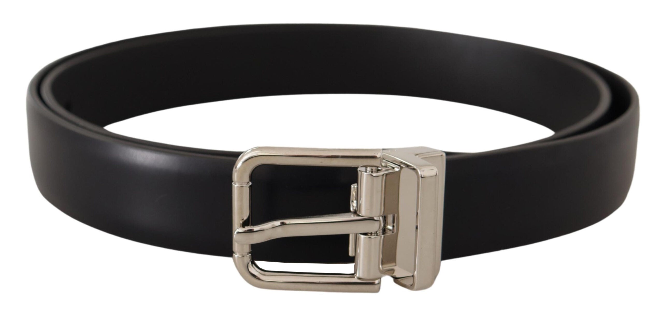 Dolce &amp; Gabbana Ceinture élégante en cuir noir avec boucle en métal