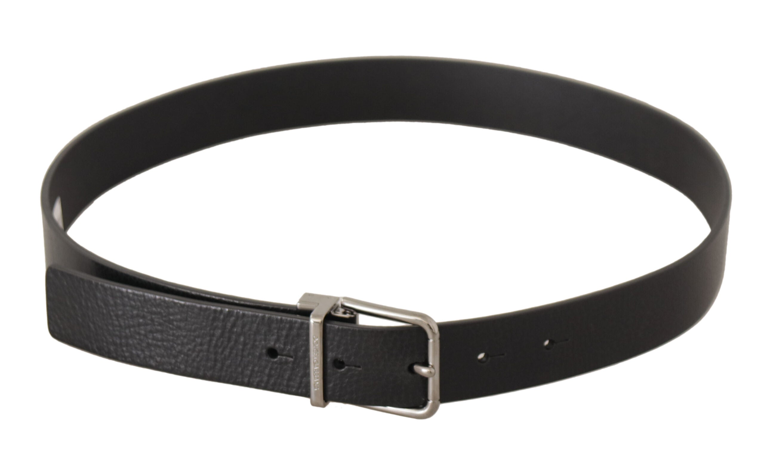 Dolce &amp; Gabbana Ceinture élégante en cuir noir avec boucle en métal