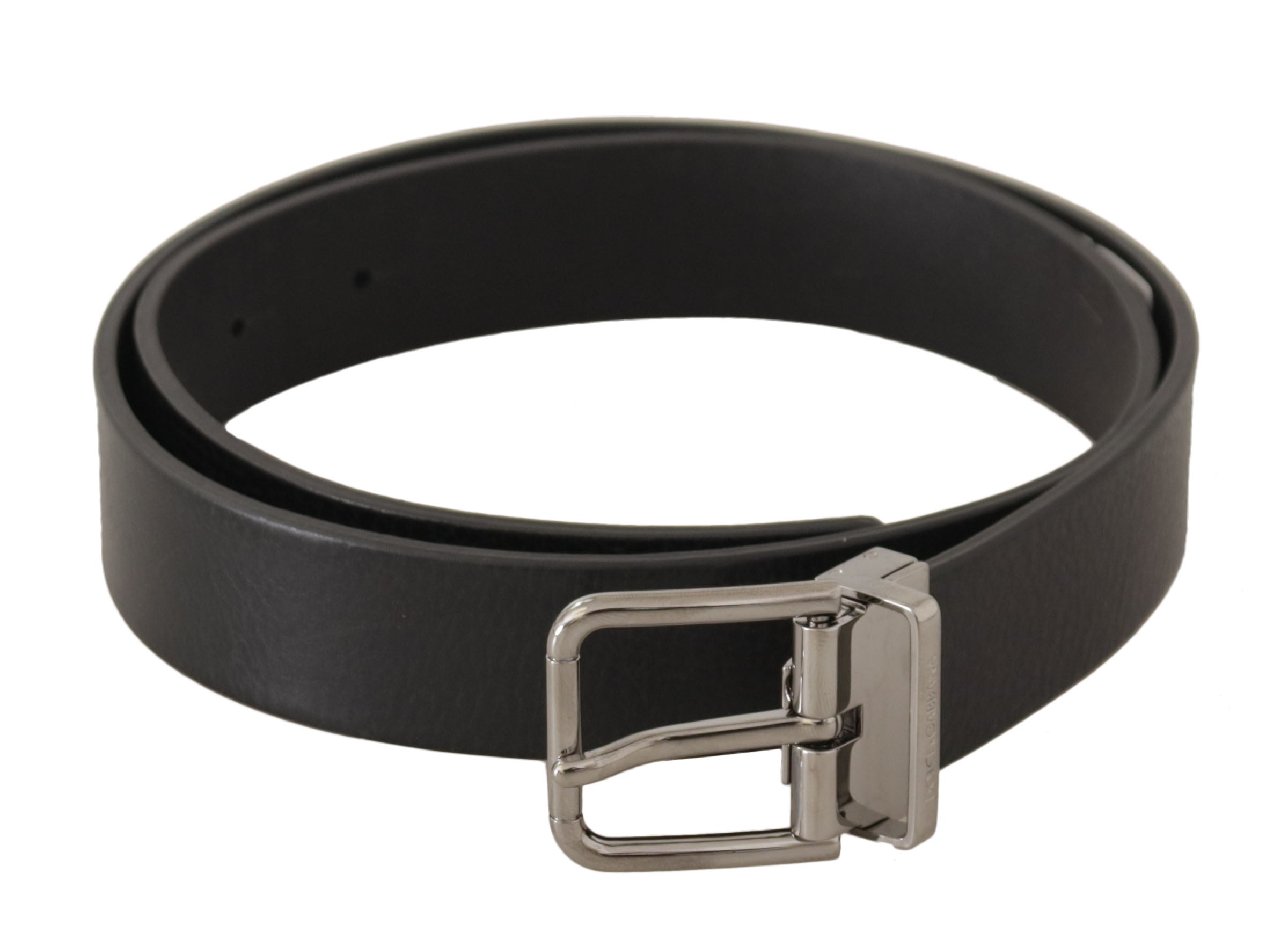 Dolce &amp; Gabbana Ceinture élégante en cuir noir avec boucle en métal