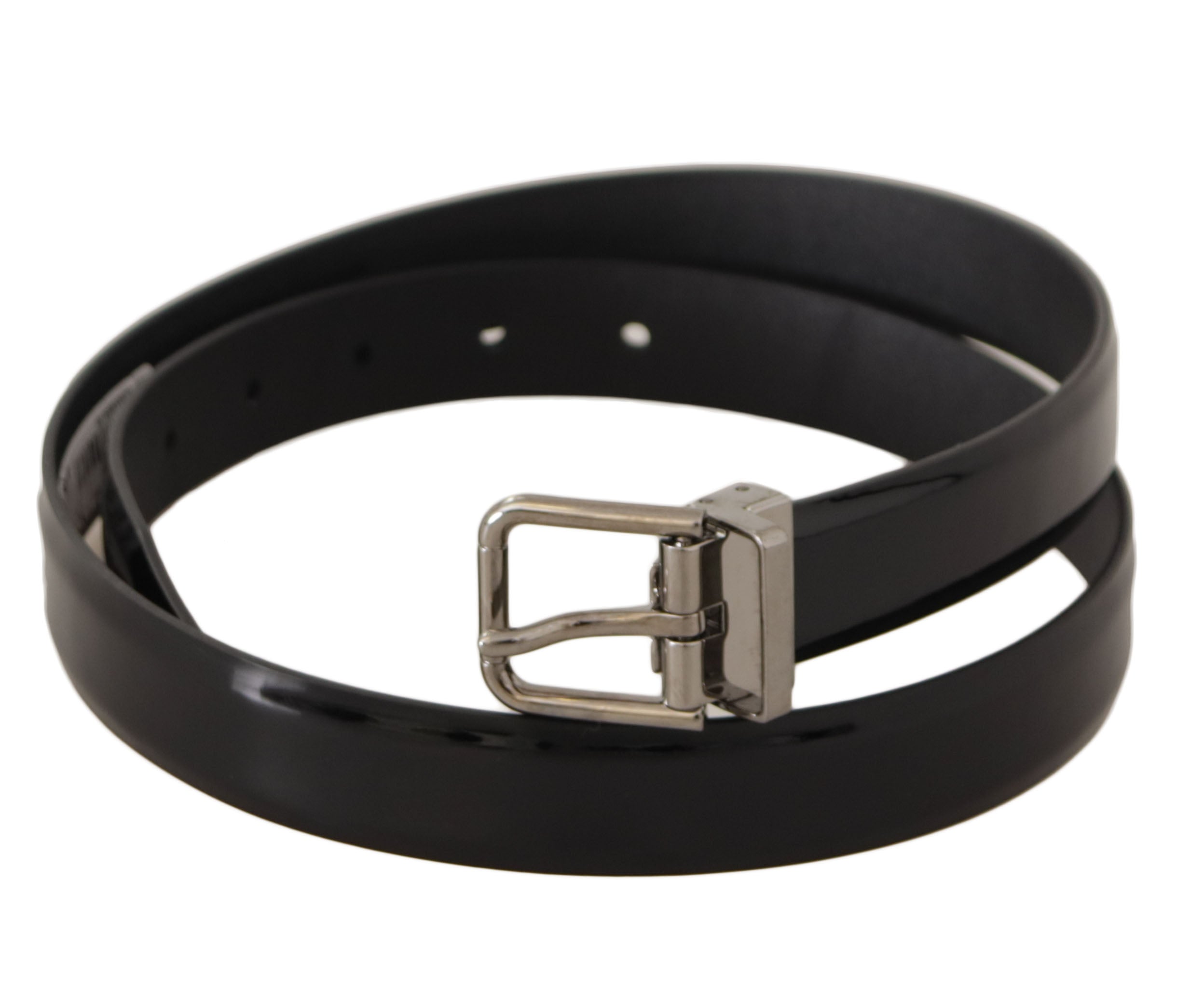 Dolce &amp; Gabbana Ceinture élégante en cuir noir avec boucle en métal