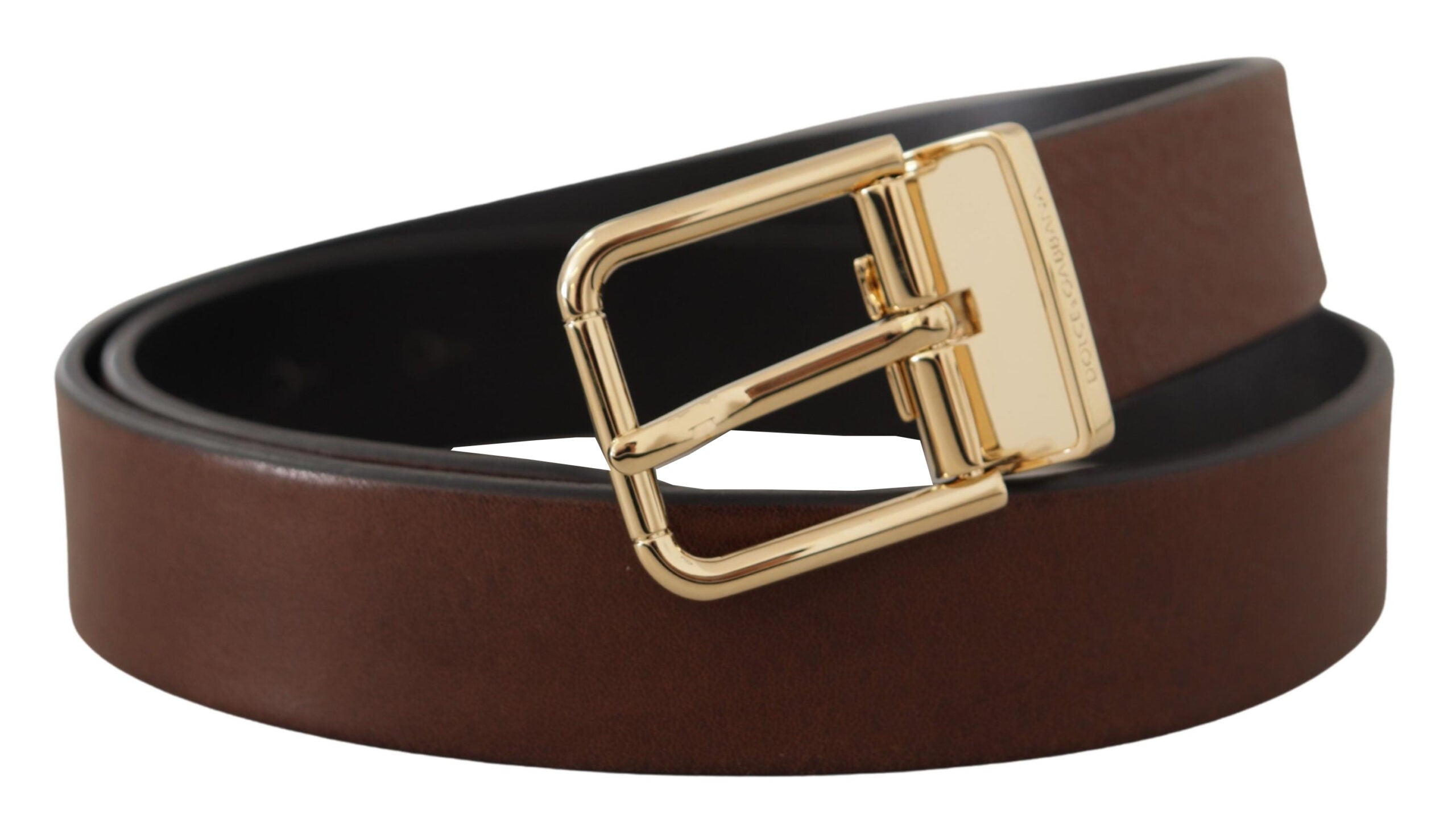 Dolce &amp; Gabbana Ceinture élégante en cuir marron avec boucle en métal