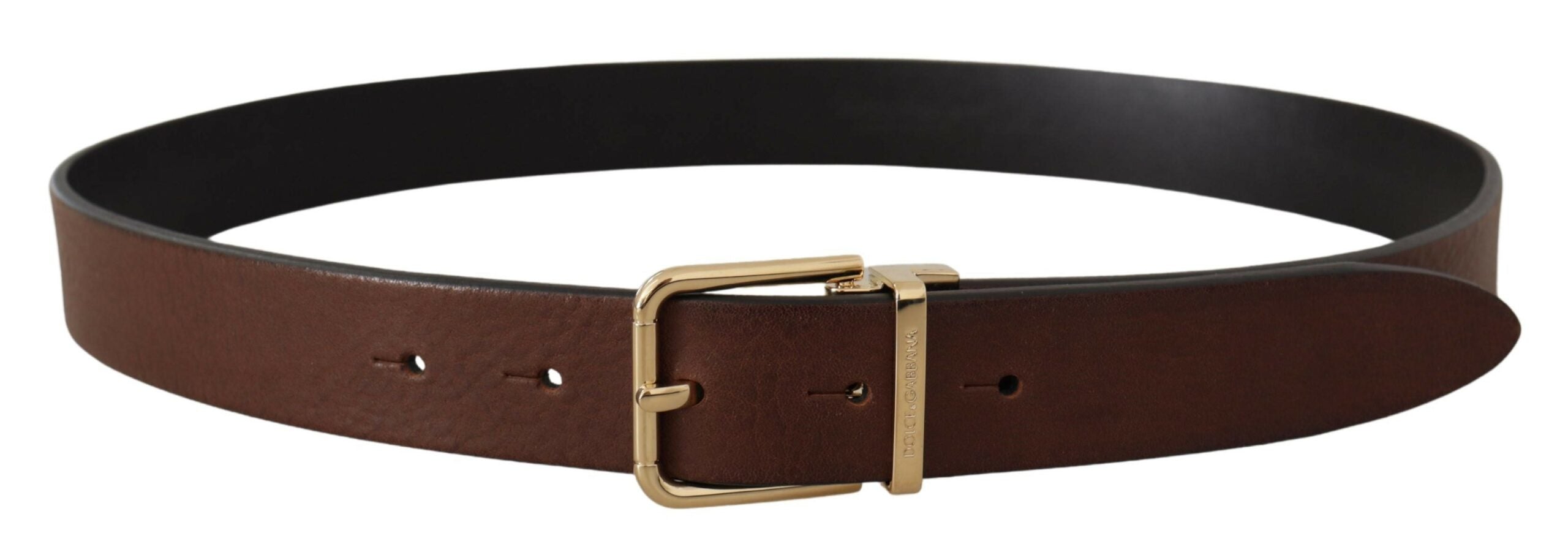 Dolce &amp; Gabbana Ceinture élégante en cuir marron avec boucle en métal