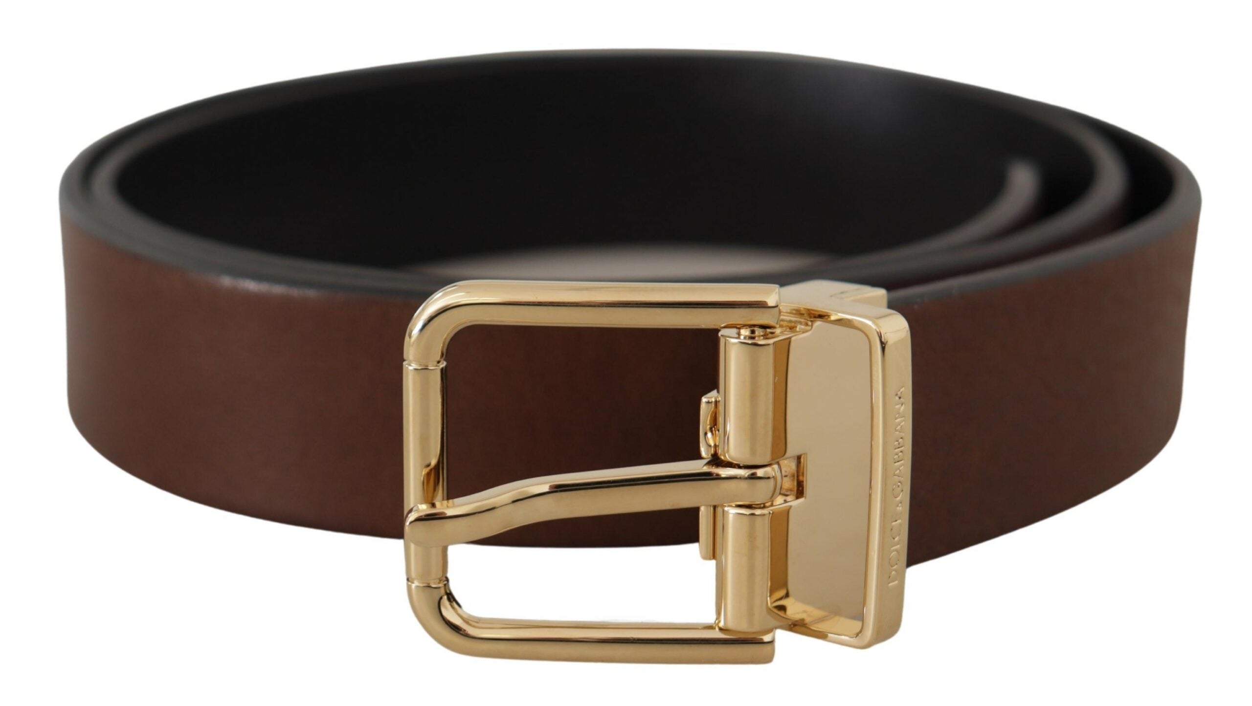 Dolce &amp; Gabbana Ceinture élégante en cuir marron avec boucle en métal