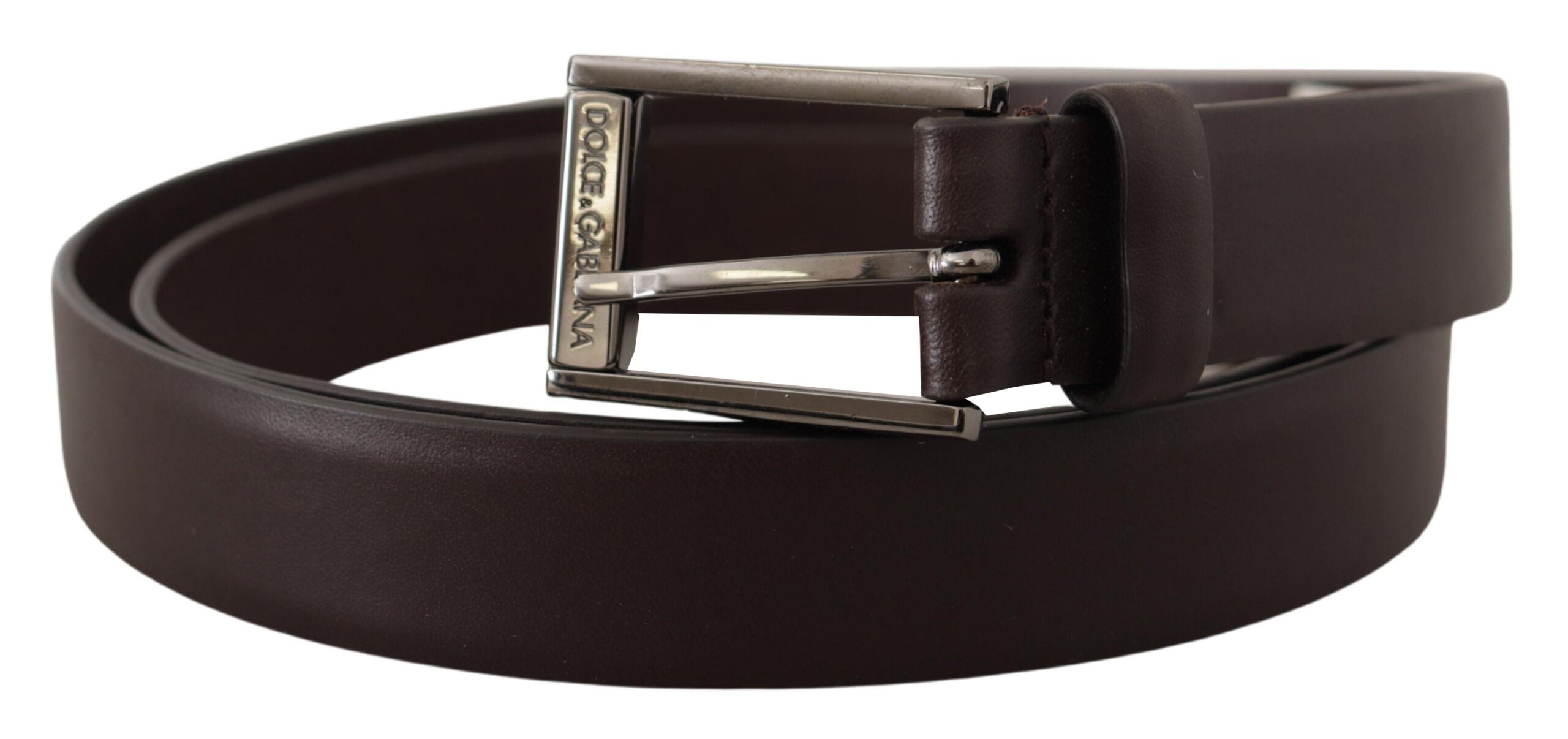 Dolce &amp; Gabbana Ceinture élégante en cuir marron foncé