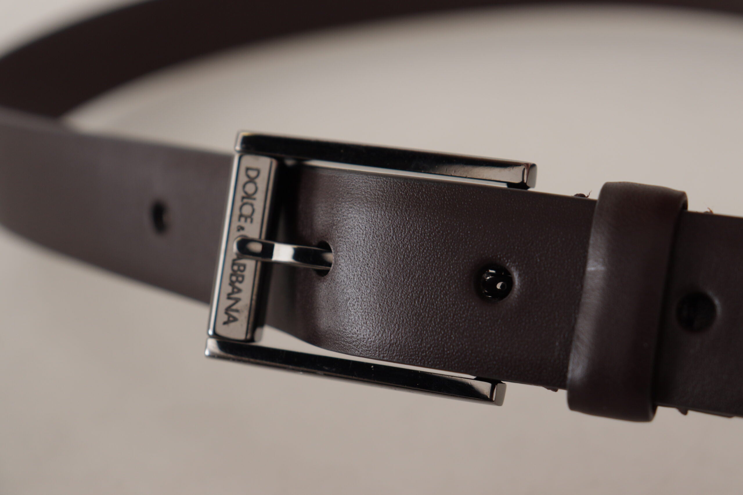 Dolce &amp; Gabbana Ceinture élégante en cuir marron foncé