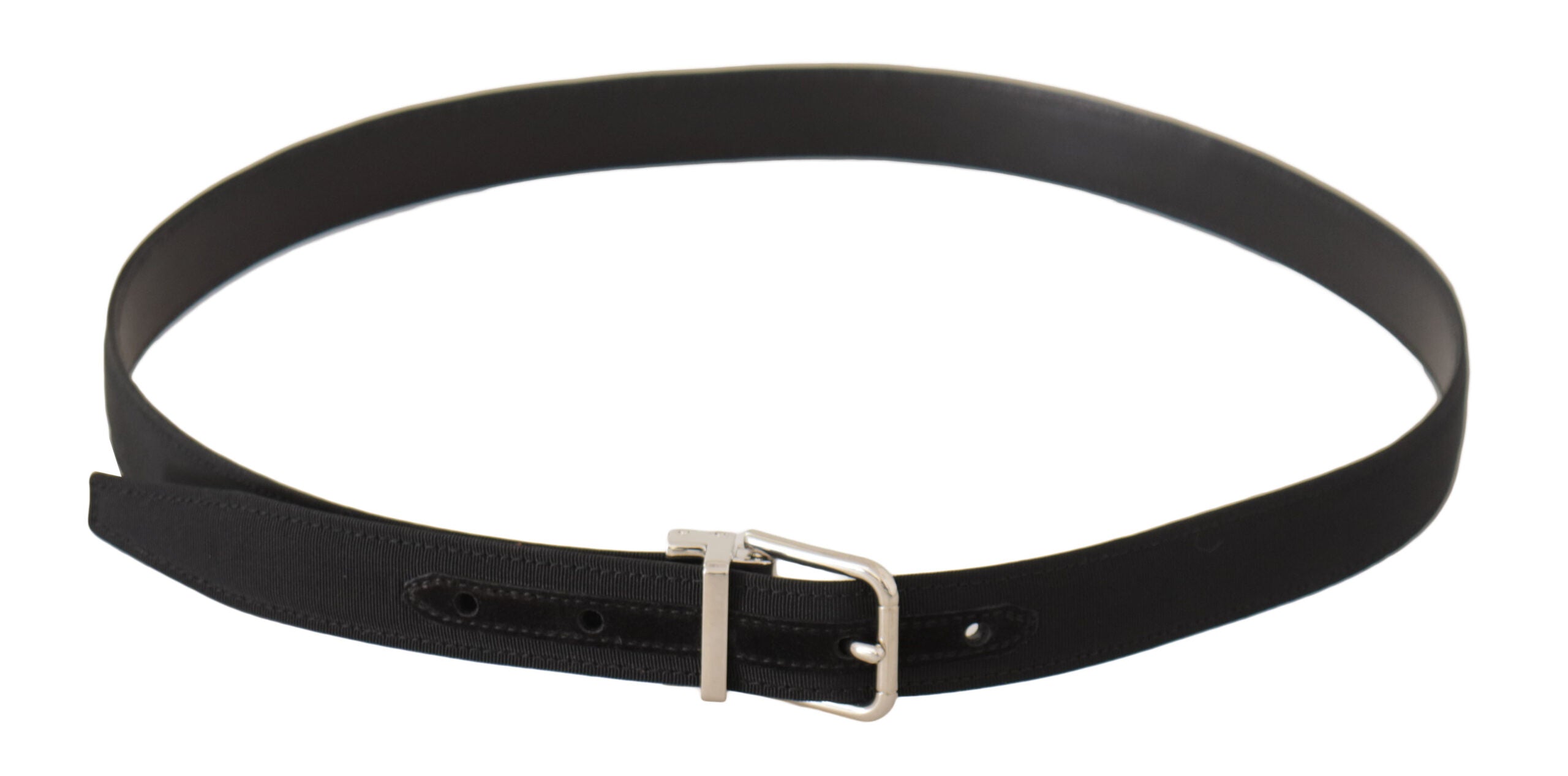 Dolce &amp; Gabbana Ceinture élégante en toile et cuir noirs