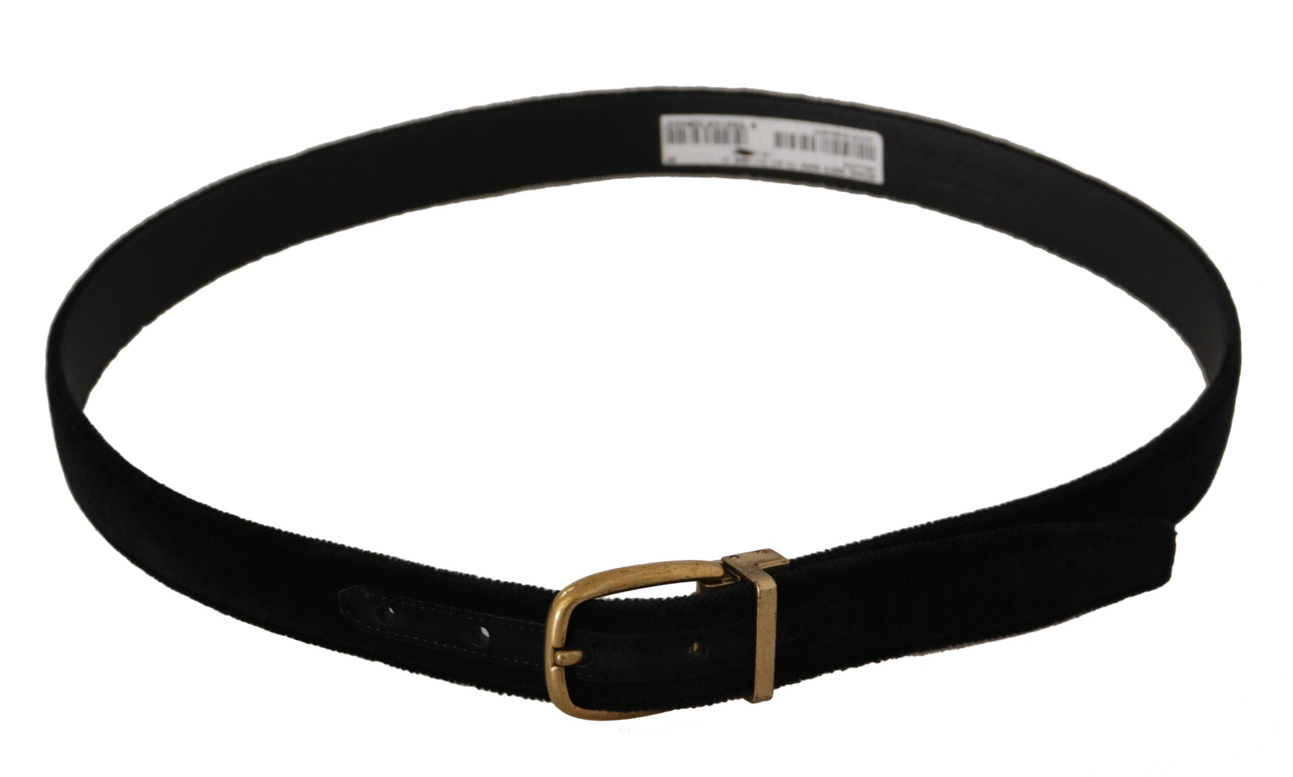 Dolce & Gabbana Ceinture à boucle en métal doré en cuir velours noir