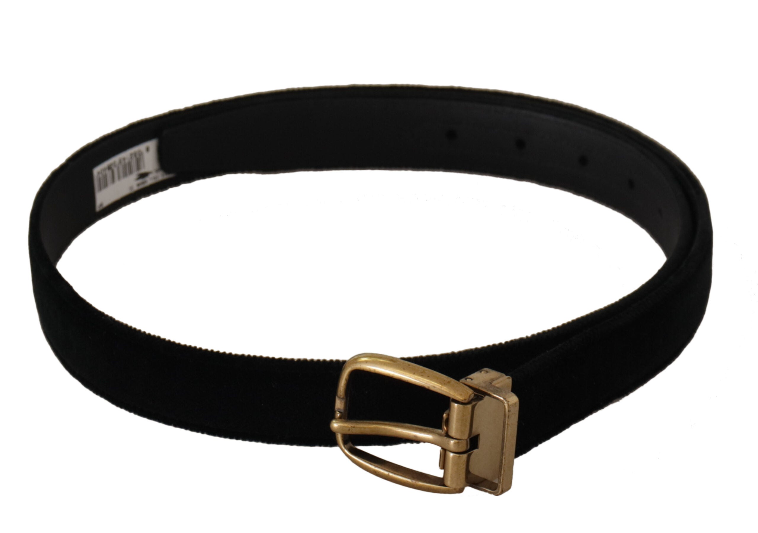 Dolce & Gabbana Ceinture à boucle en métal doré en cuir velours noir