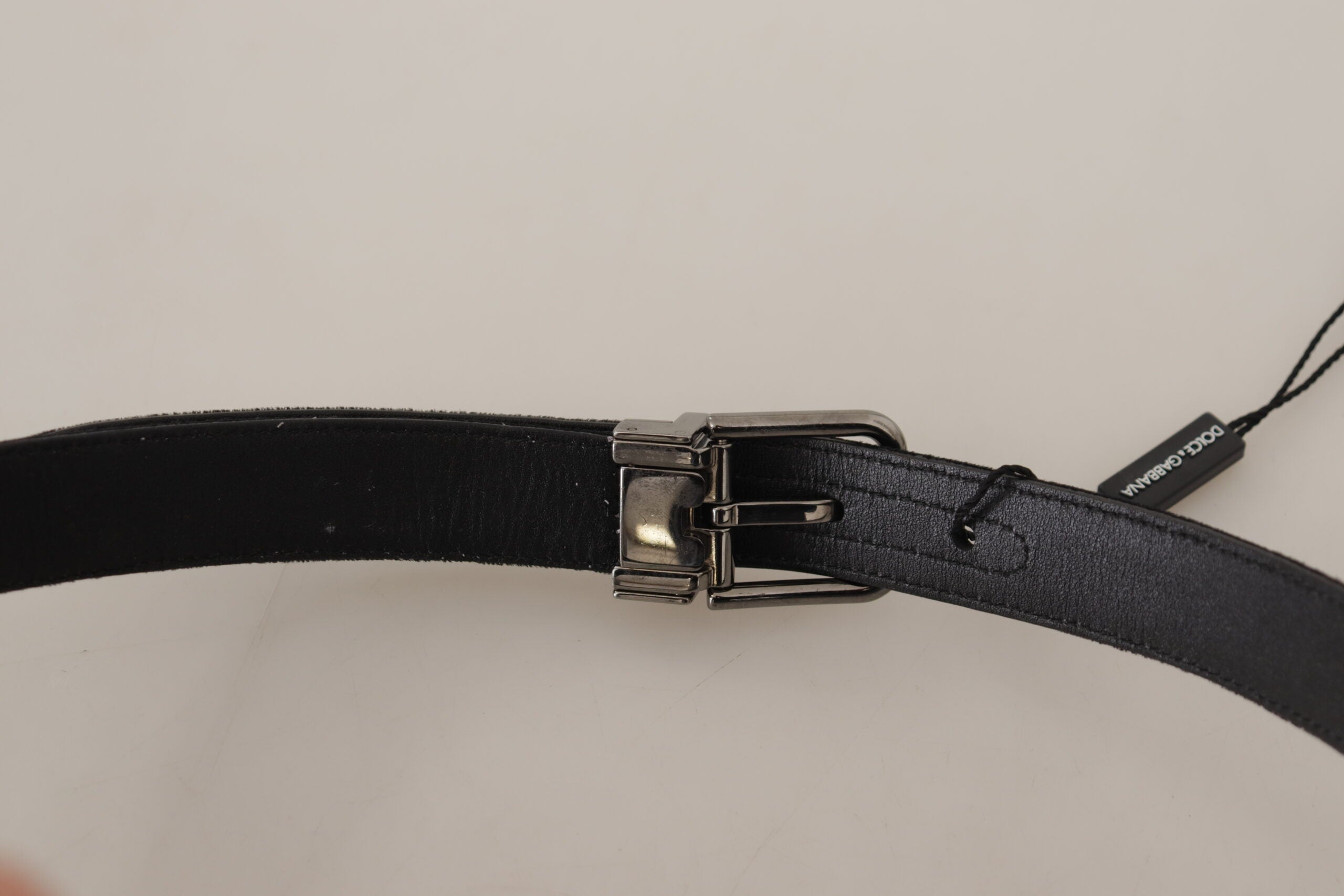 Dolce &amp; Gabbana Ceinture D&amp;G élégante en cuir de coton noir