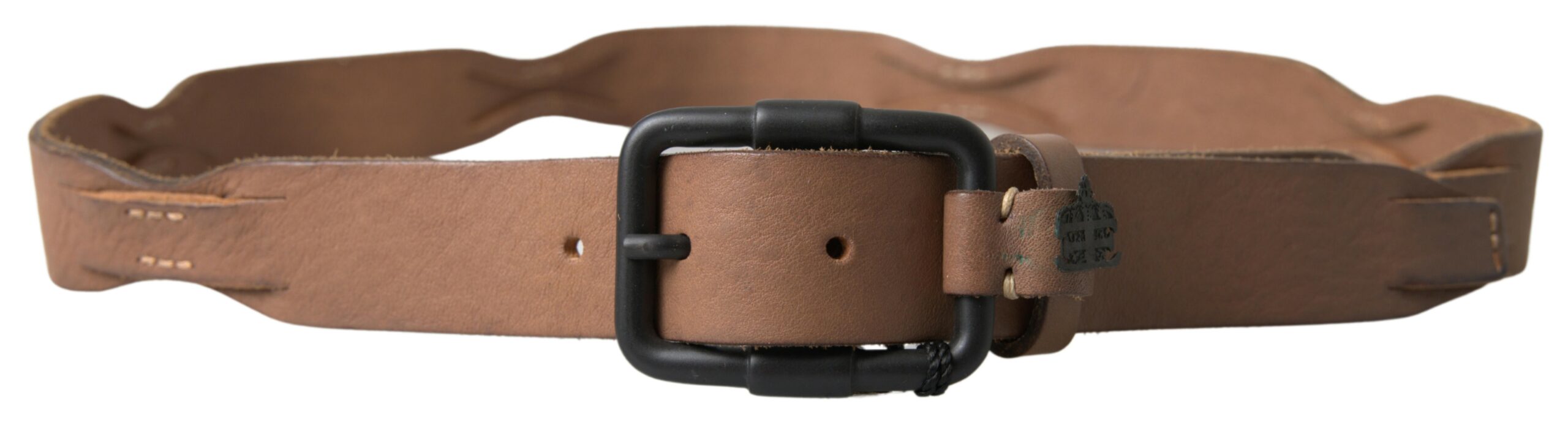 Ermanno Scervino Ceinture élégante en cuir marron avec boucle en métal noir