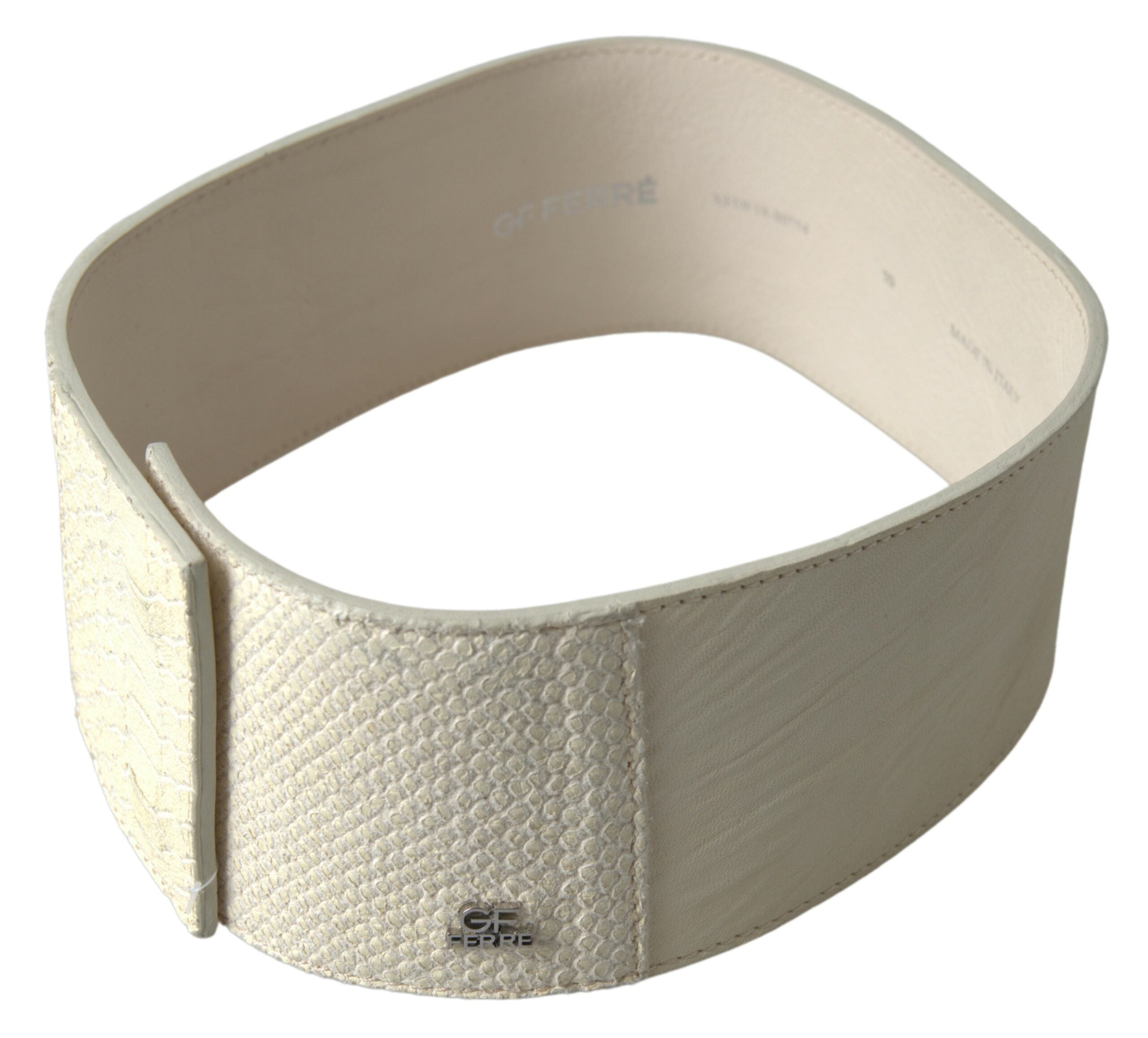 GF Ferre Chic Ceinture de mode à bouton-pression blanc cassé