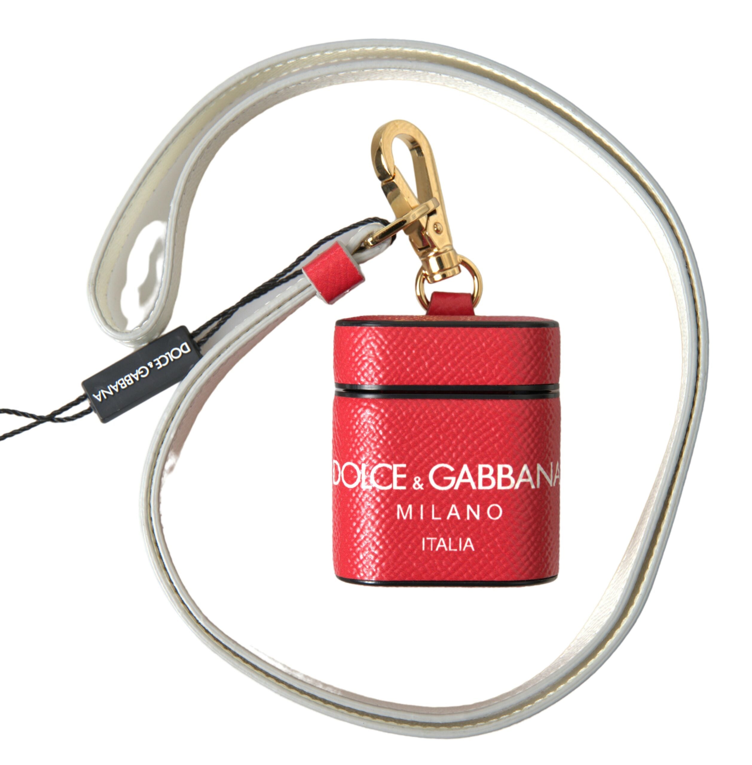 Étui Airpods en cuir rouge élégant Dolce &amp; Gabbana