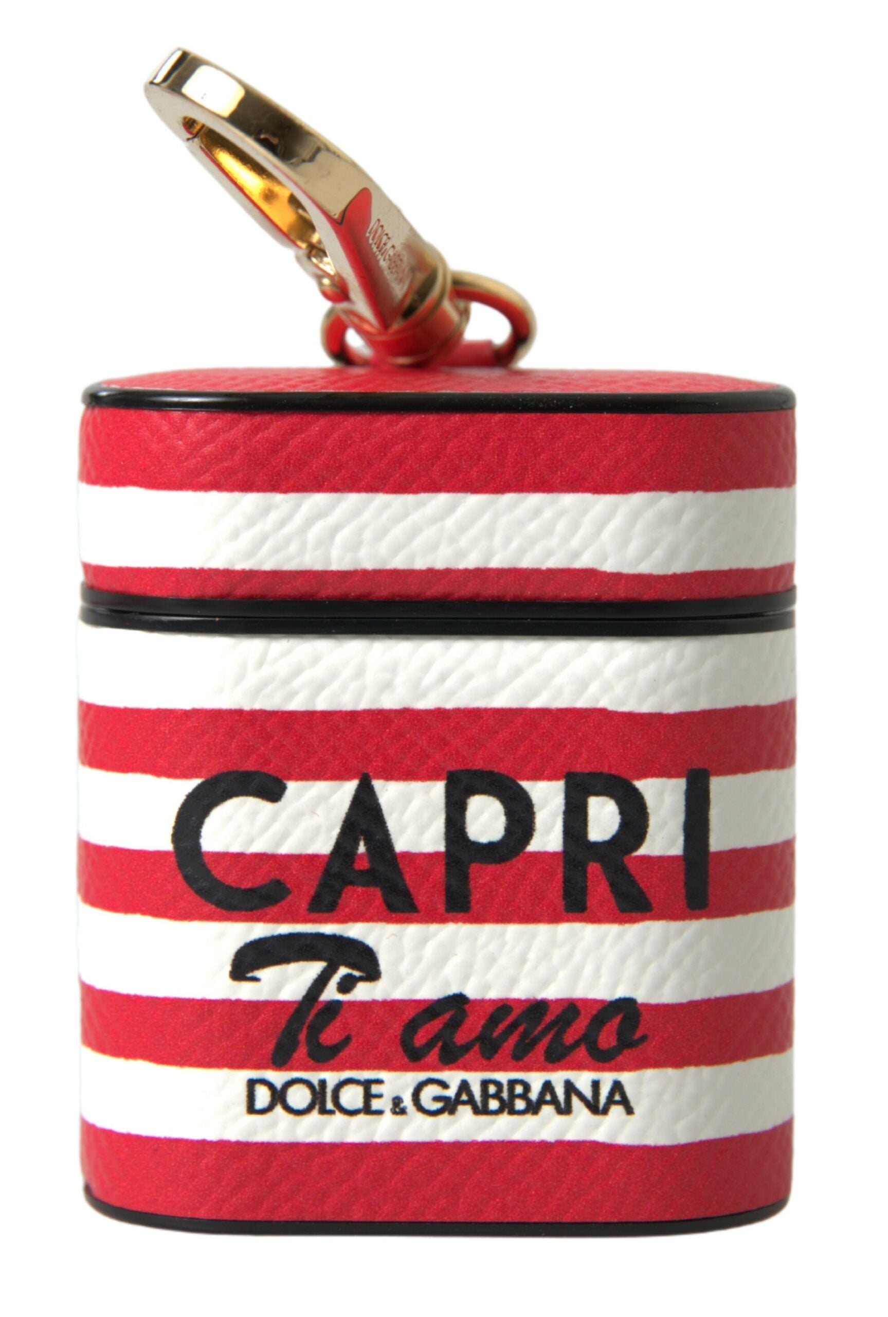 Étui Airpods en cuir rouge élégant Dolce &amp; Gabbana