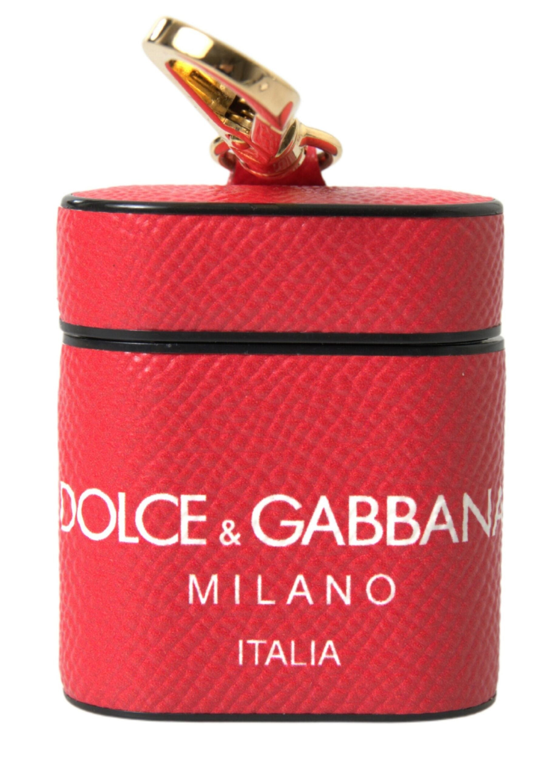 Étui Airpods en cuir de veau rouge élégant Dolce &amp; Gabbana